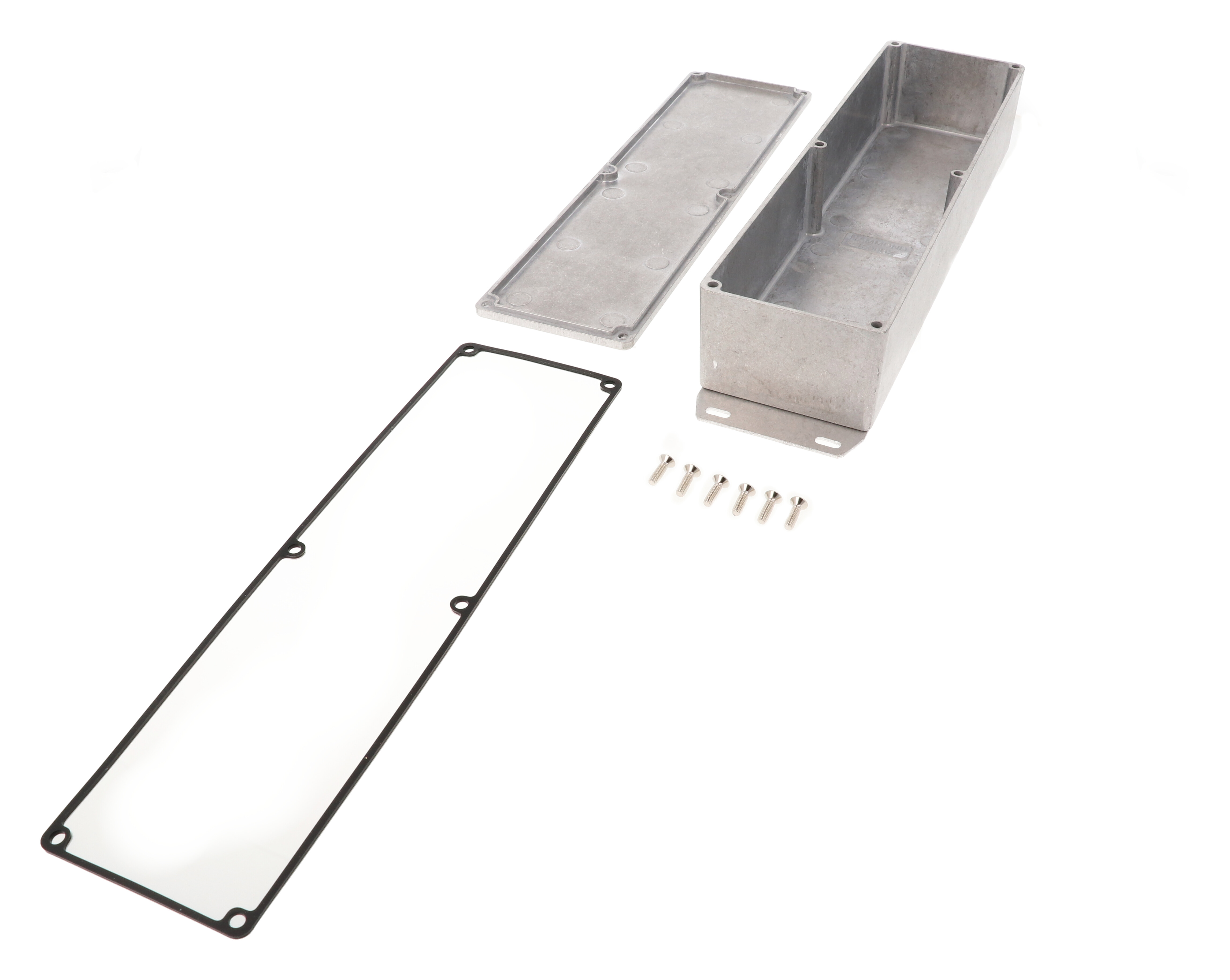1590WBXF natural aluminum 10 inch watertight diecast enclosure with flanged bottom plate
