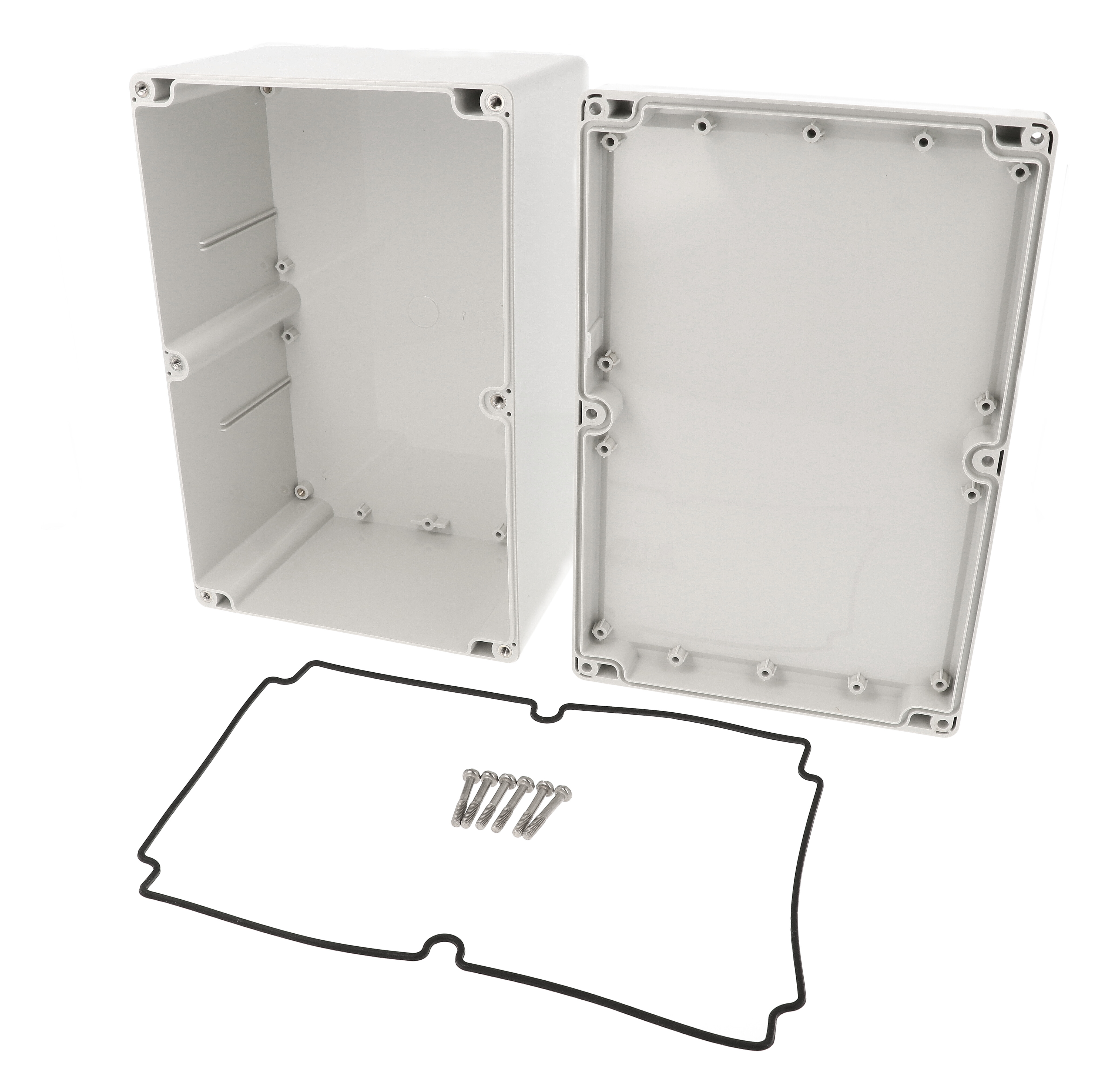 1555VBGY light gray ABS watertight enclosure, 240 x 160 x 120 mm, with gasketed lid