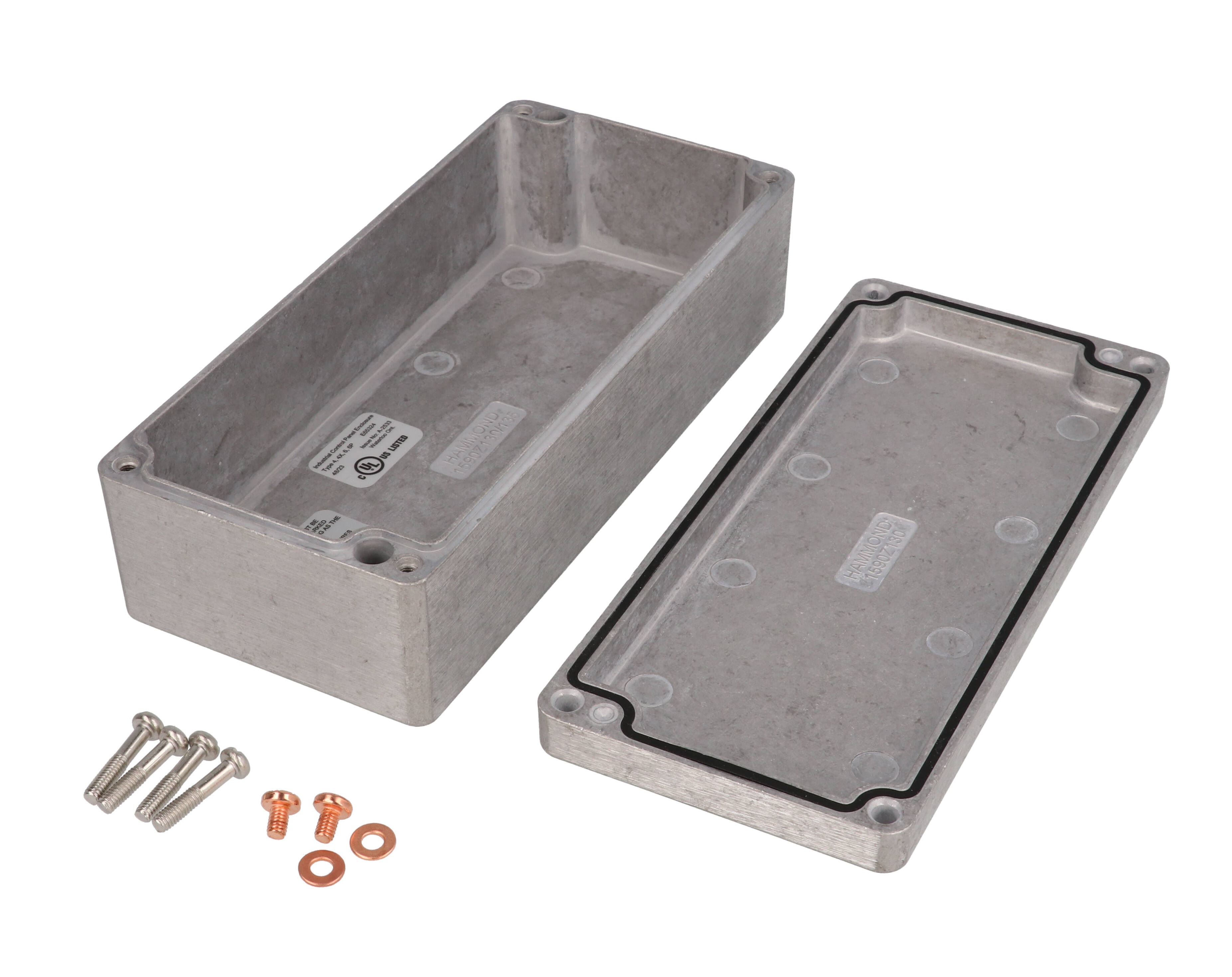 1590Z130 natural unpainted diecast aluminum enclosure, 175 x 80 x 52 mm
