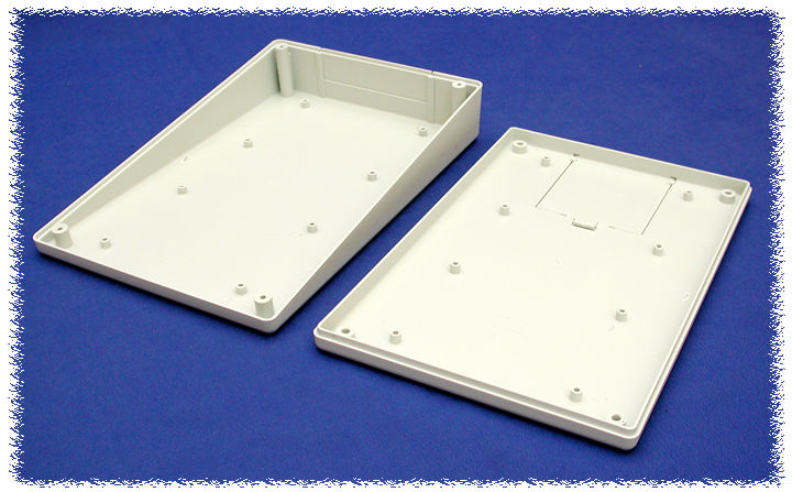 1599KTLGY light gray long-slope ABS sloping console enclosure, 140 x 220 mm