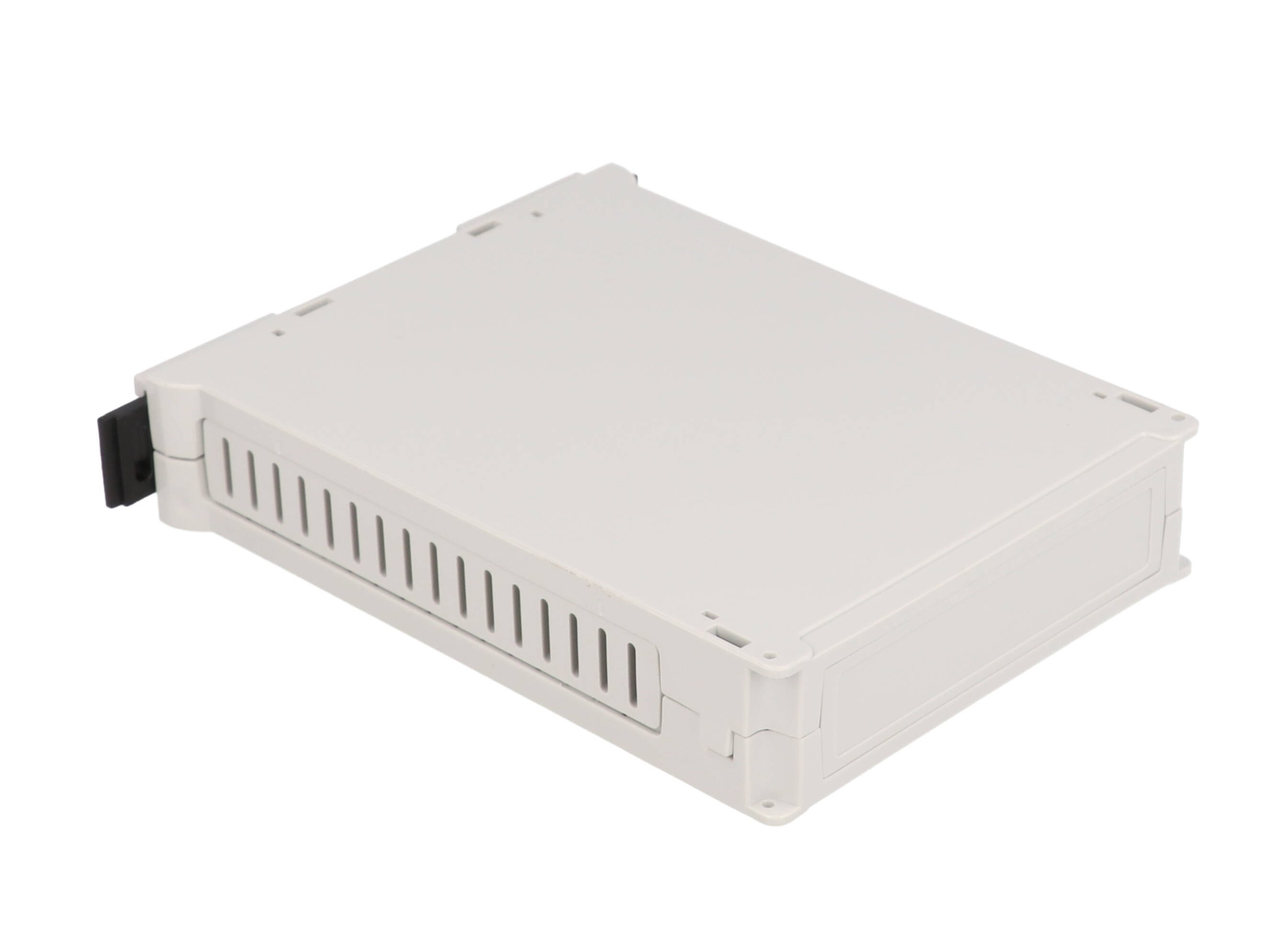 1597DINM22GY slim gray DIN rail control box, 90 x 22.5 x 118 mm