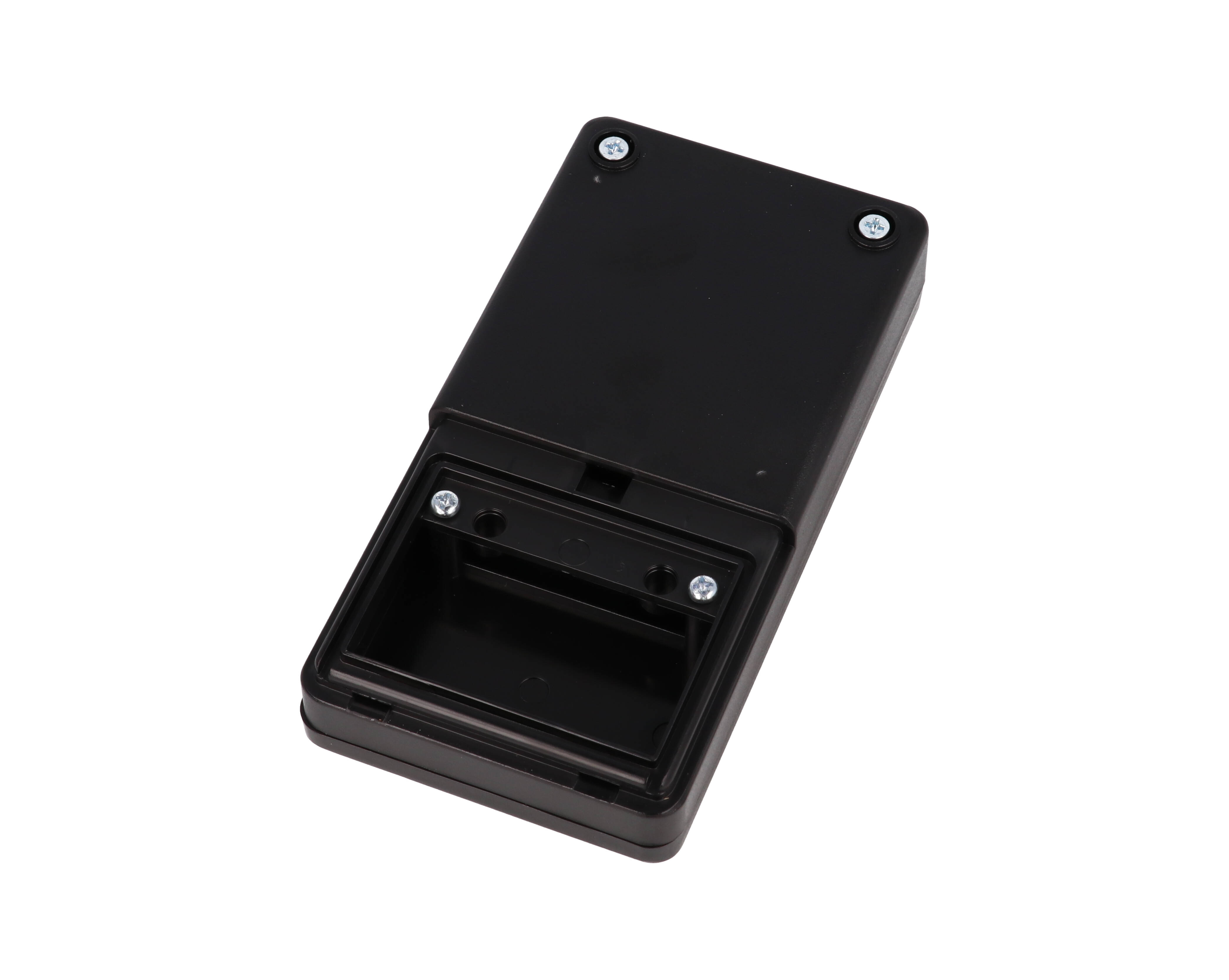 RH3011BK black ABS hand-held enclosure with battery door, 130 x 68 x 25 mm