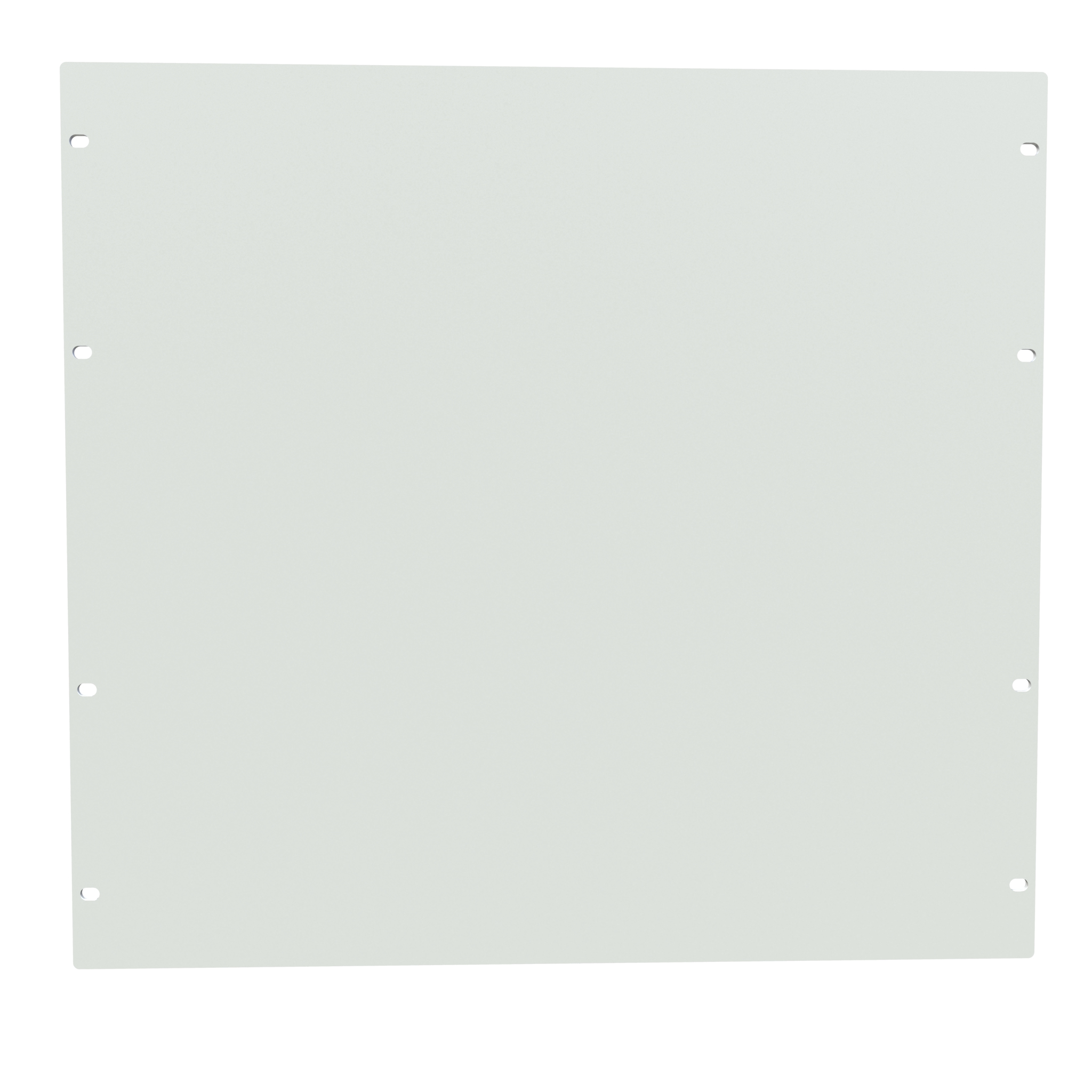Hammond PBPA19017LG2 10U light gray aluminum flat rack blanking panel for 19 inch racks, shown front face with mounting slots