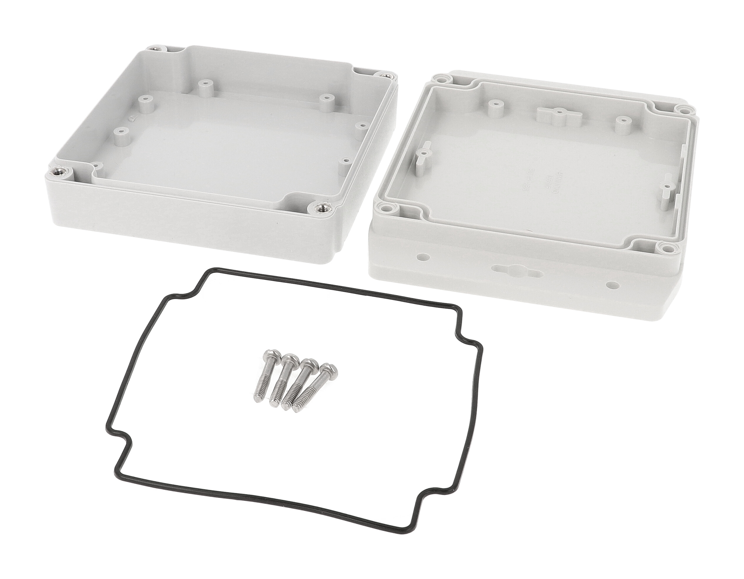 1555NF17GY square light grey ABS watertight enclosure with flanges