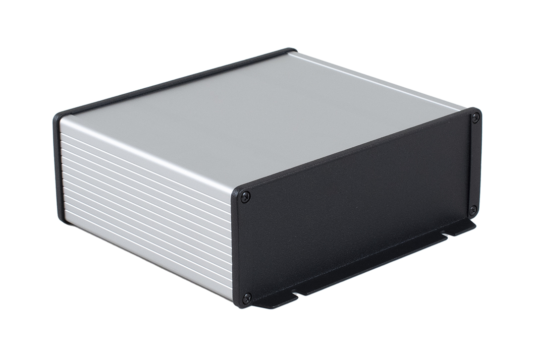 1457U1602E — Enclosure, extruded aluminum, 7.52 x 2.68 x 6.3, flanged end panels, 1457-EMI Series