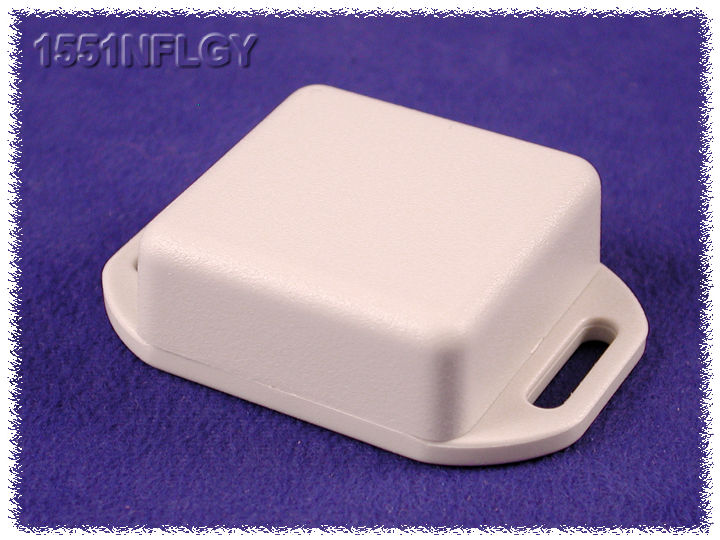 1551NFLGY light gray ABS shallow enclosure with flanged lid, 35 x 35 x 15 mm