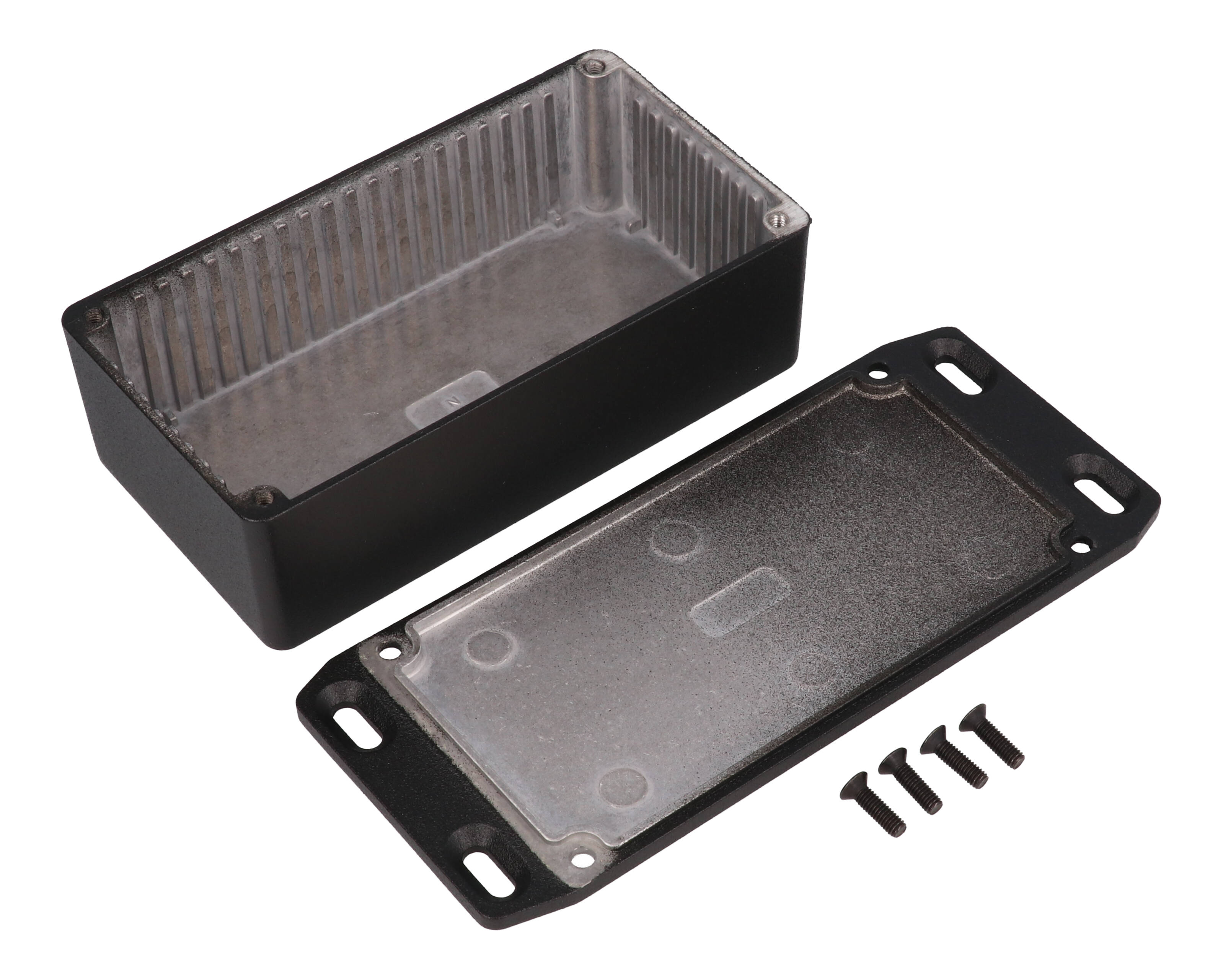 1590NFLBK black diecast aluminum enclosure with flanged lid