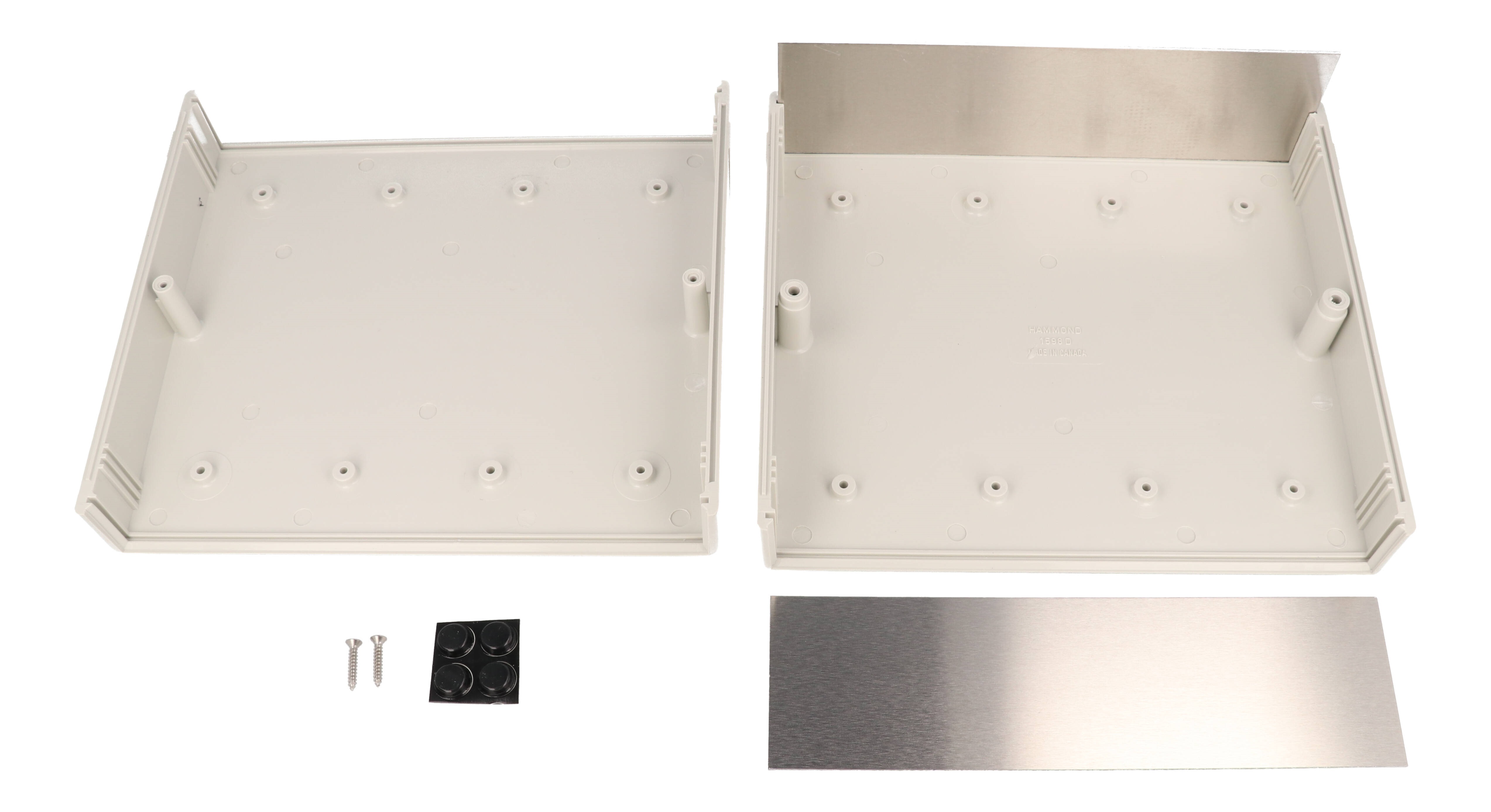 1598DSGY light gray ABS 1598 Series instrument case with brushed aluminum end panels