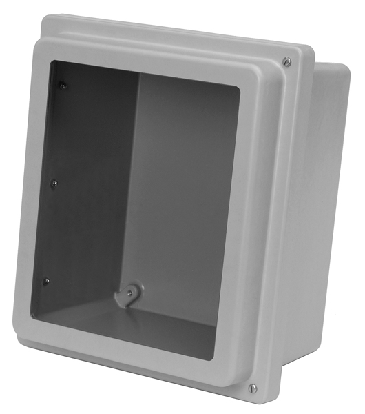 PJ1086R gray fiberglass polyester 10 x 8 x 6 in junction box with raised lift-off solid screw cover — view 2