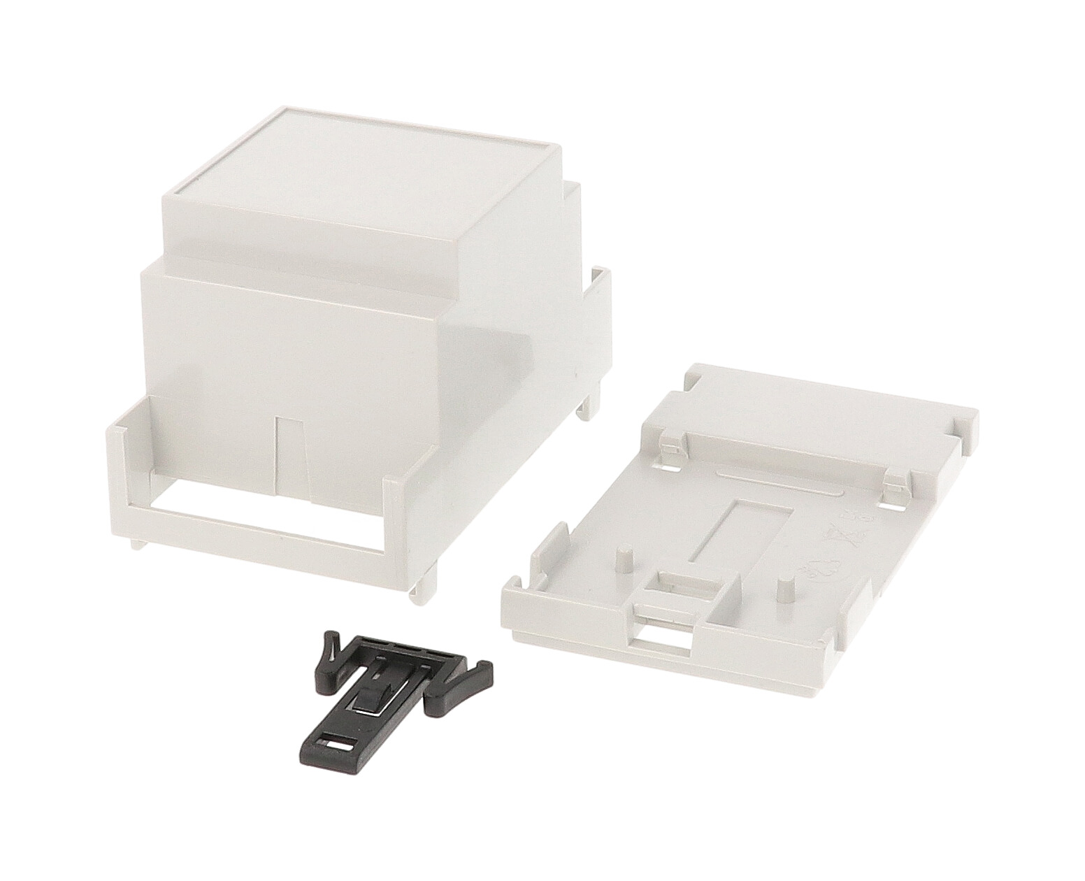 1597DIN3MC53 light grey DIN 3 closed-top DIN rail enclosure with closed terminals