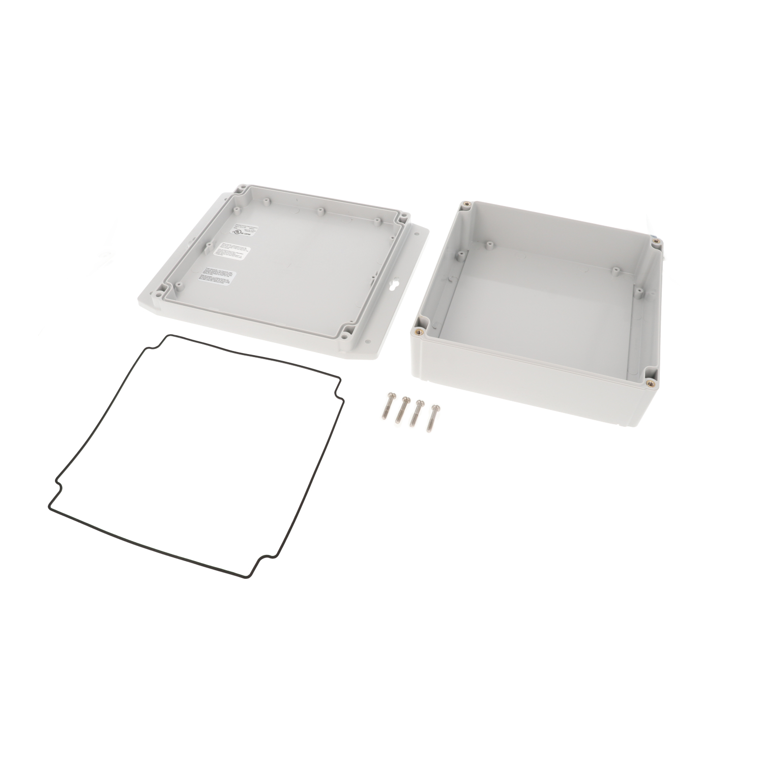 1555W2F42GY deep grey polycarbonate flanged NEMA enclosure, 181 x 180 x 65 mm