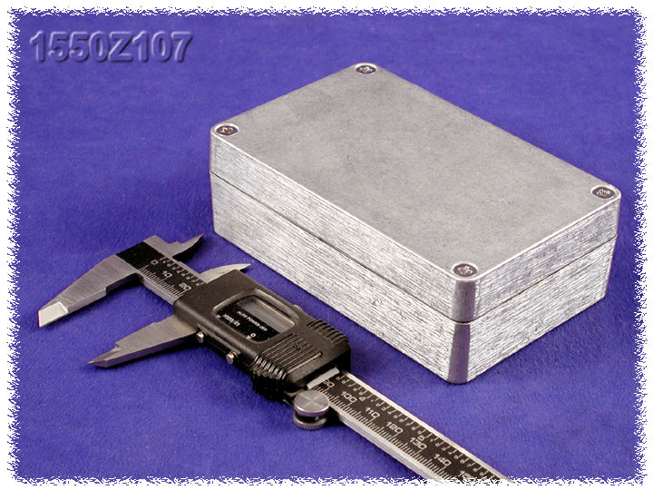 Hammond 1550Z107 natural unpainted watertight diecast aluminum enclosure, 125 x 80 x 41 mm, with lid and cover screws