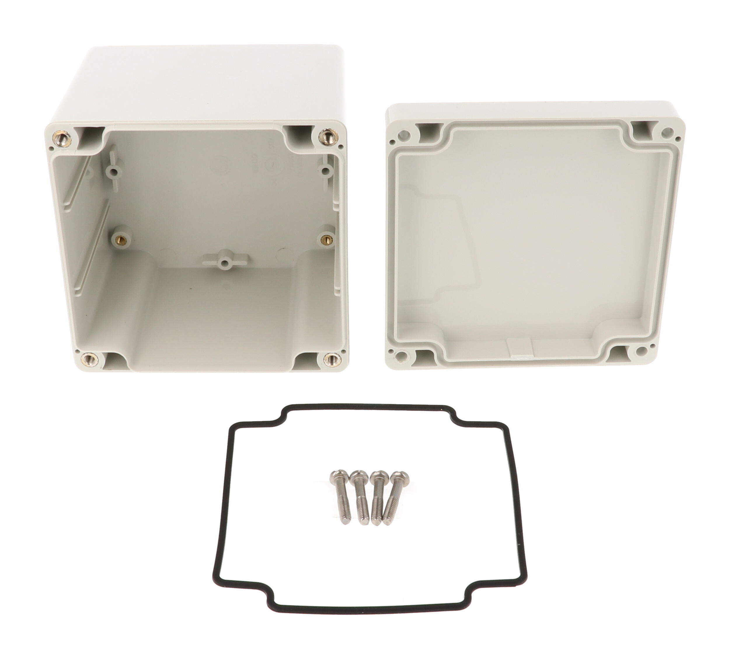 1554LAGY deep square light gray ABS enclosure, 105 x 105 x 90 mm