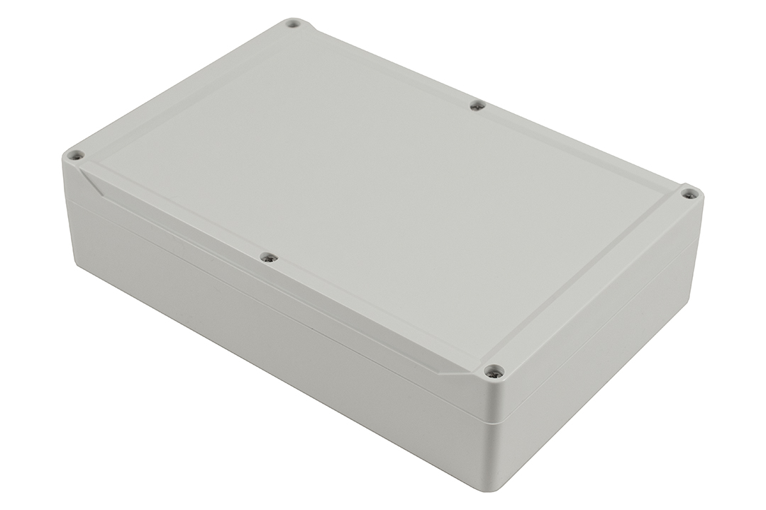 1555VAL2GY light gray polycarbonate watertight enclosure, 240 x 160 x 60 mm, with gasketed lid