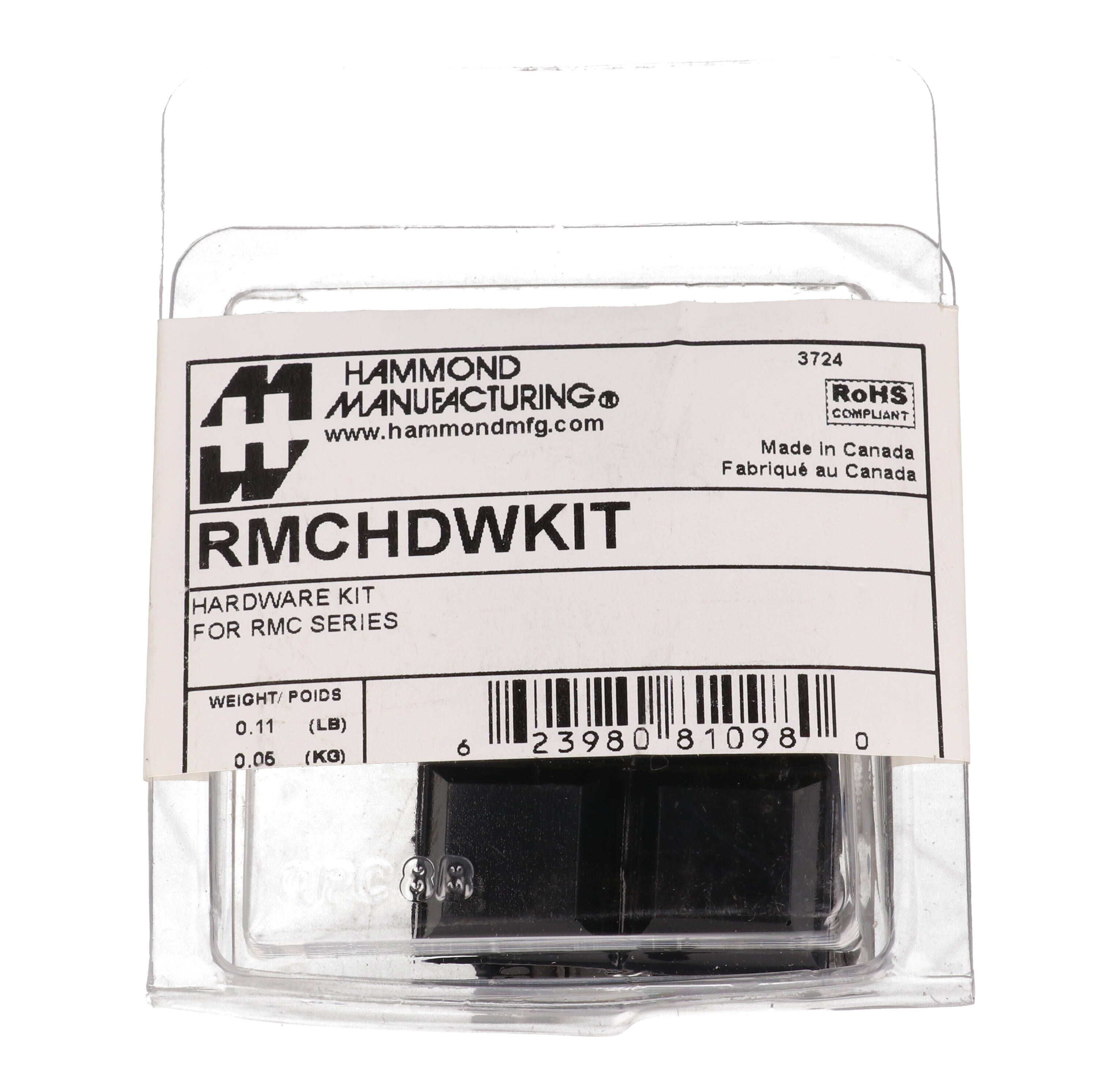 RMCHDWKIT RMC series hardware kit with black #10-32 and #6-32 screws and four rubber feet