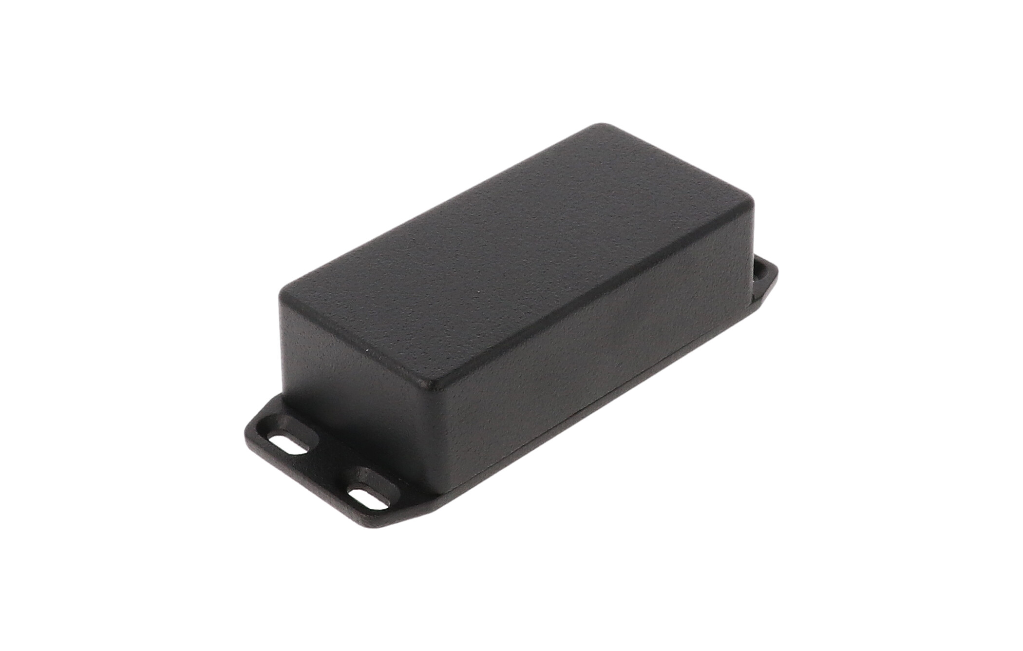 1590GFLBK black diecast aluminum enclosure with flanged lid for wall mounting, 100 x 50 x 25 mm