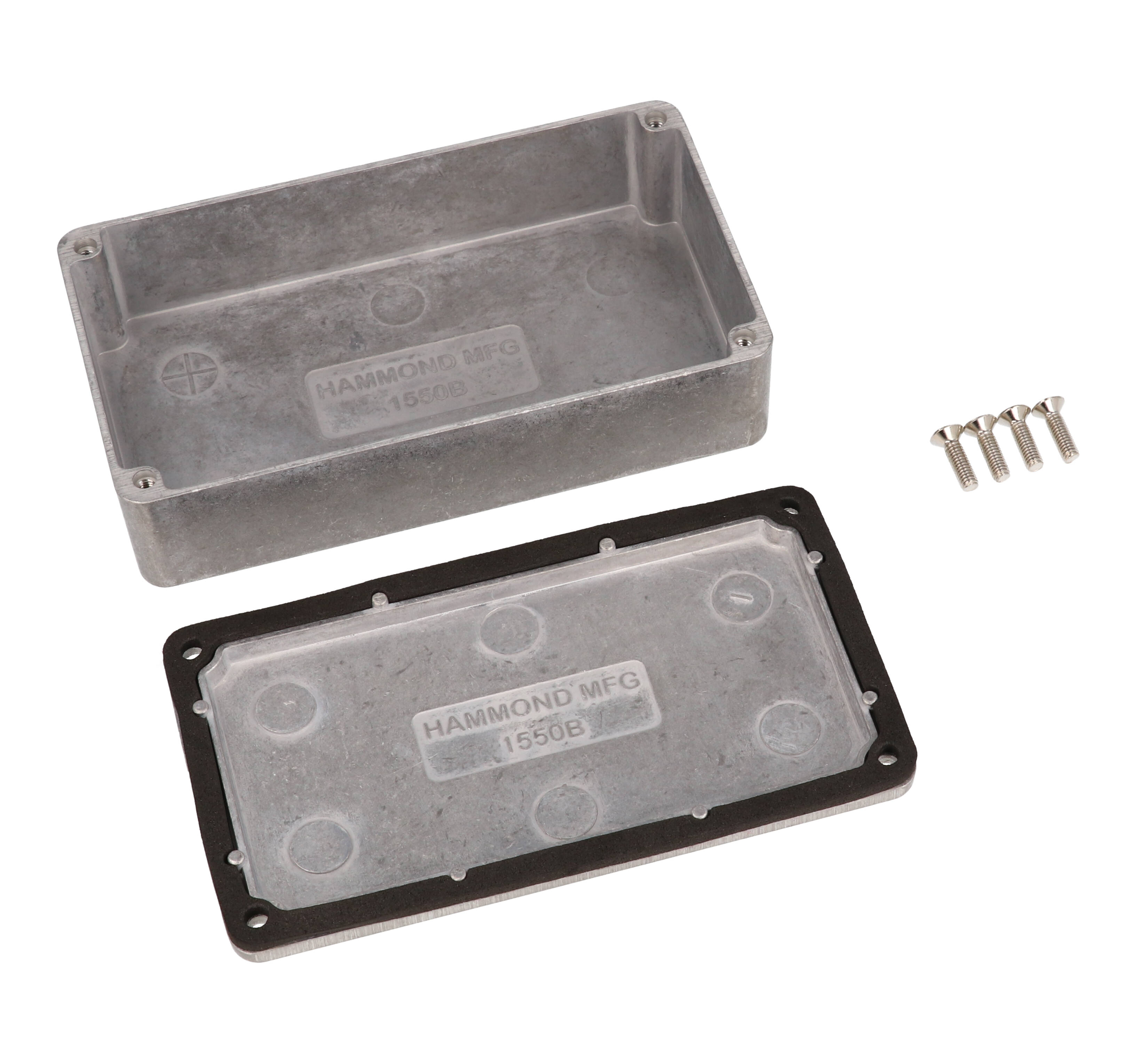 1550WB natural watertight diecast aluminum enclosure, 115 x 64 x 30 mm, with screw-down lid