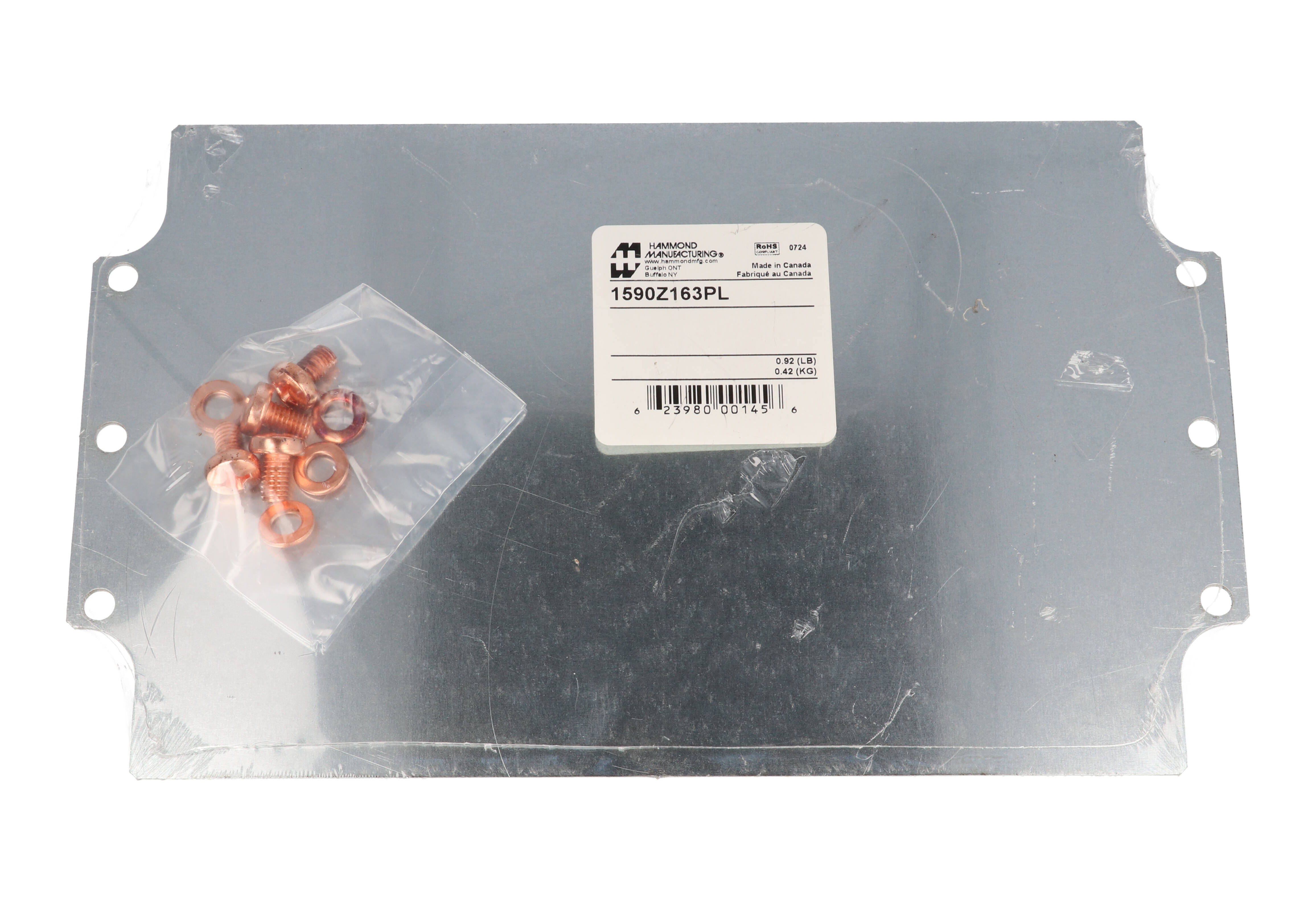 1590Z163PL galvanized steel inner mounting panel for the 1590Z163 deep diecast enclosure