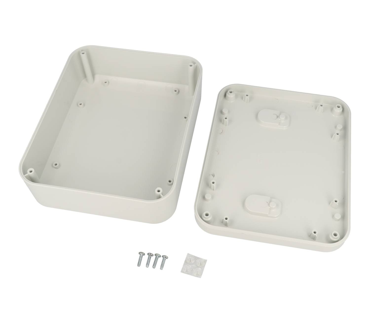 1556GAGY light gray 200 x 160 x 70 mm ABS desktop and wall-mount enclosure with rounded corners
