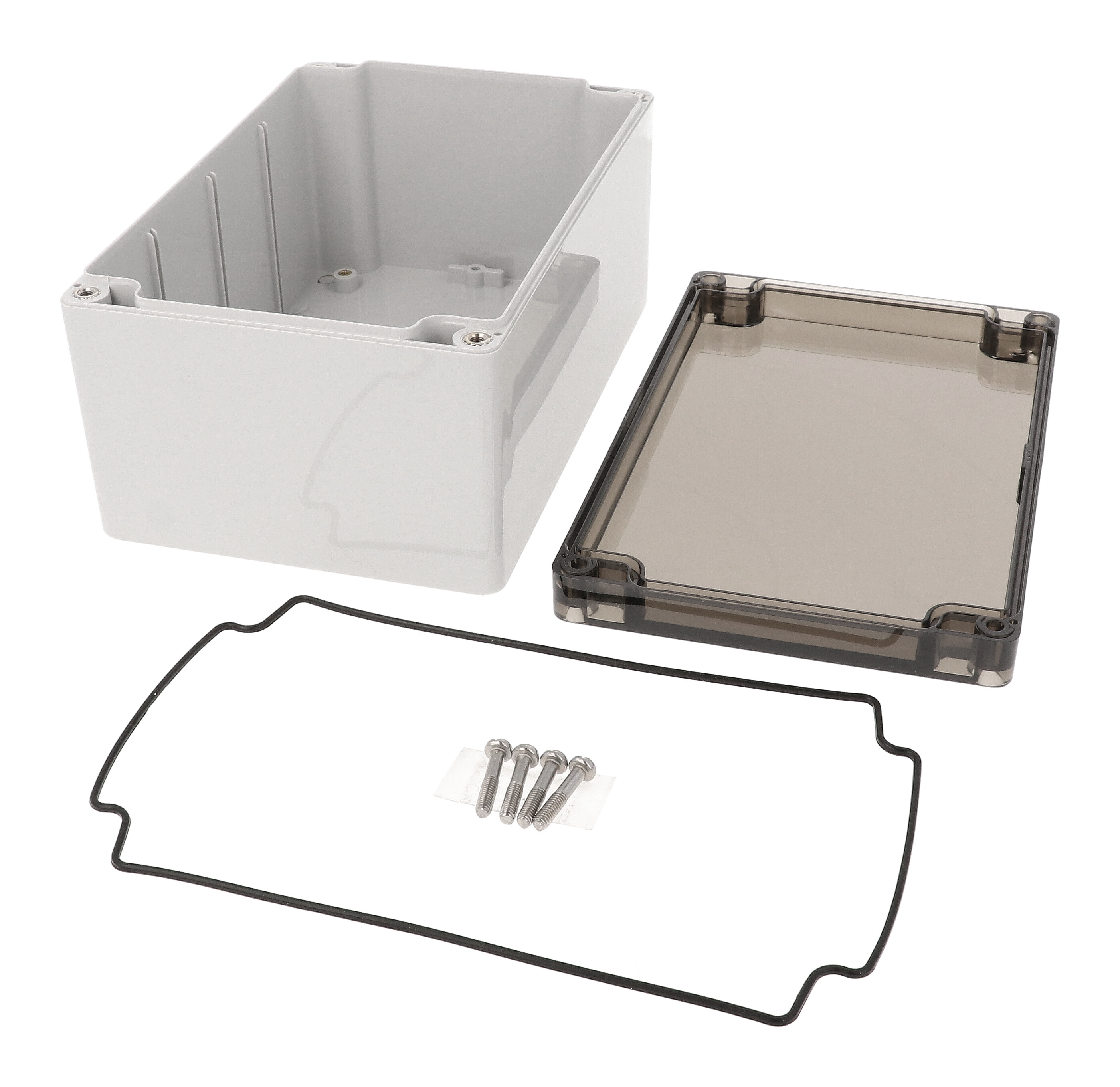 1554T2GYSL light gray polycarbonate 180 x 120 x 90 mm enclosure with smoked lid
