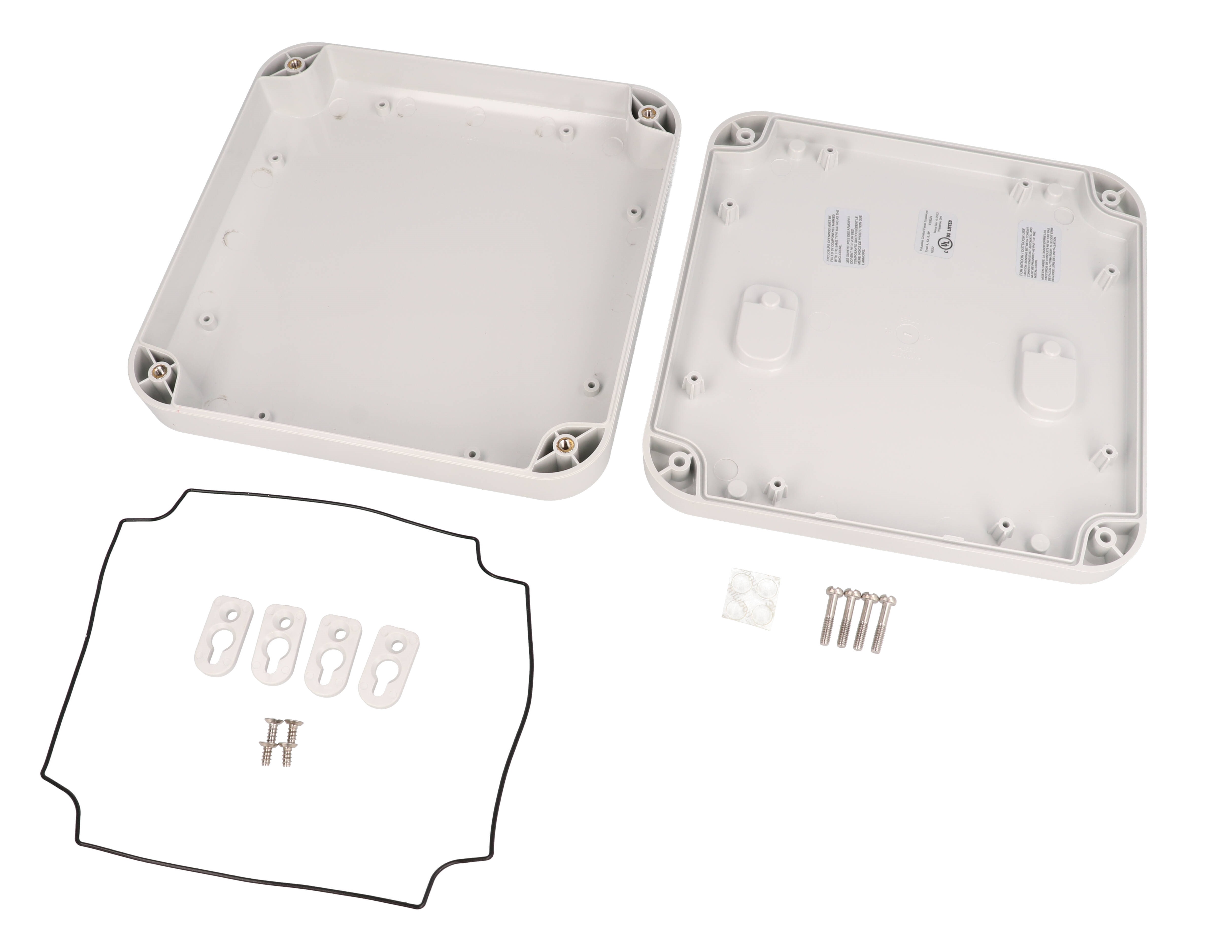 1557H2GY light gray RAL7035 polycarbonate watertight enclosure, 200 x 200 x 45 mm