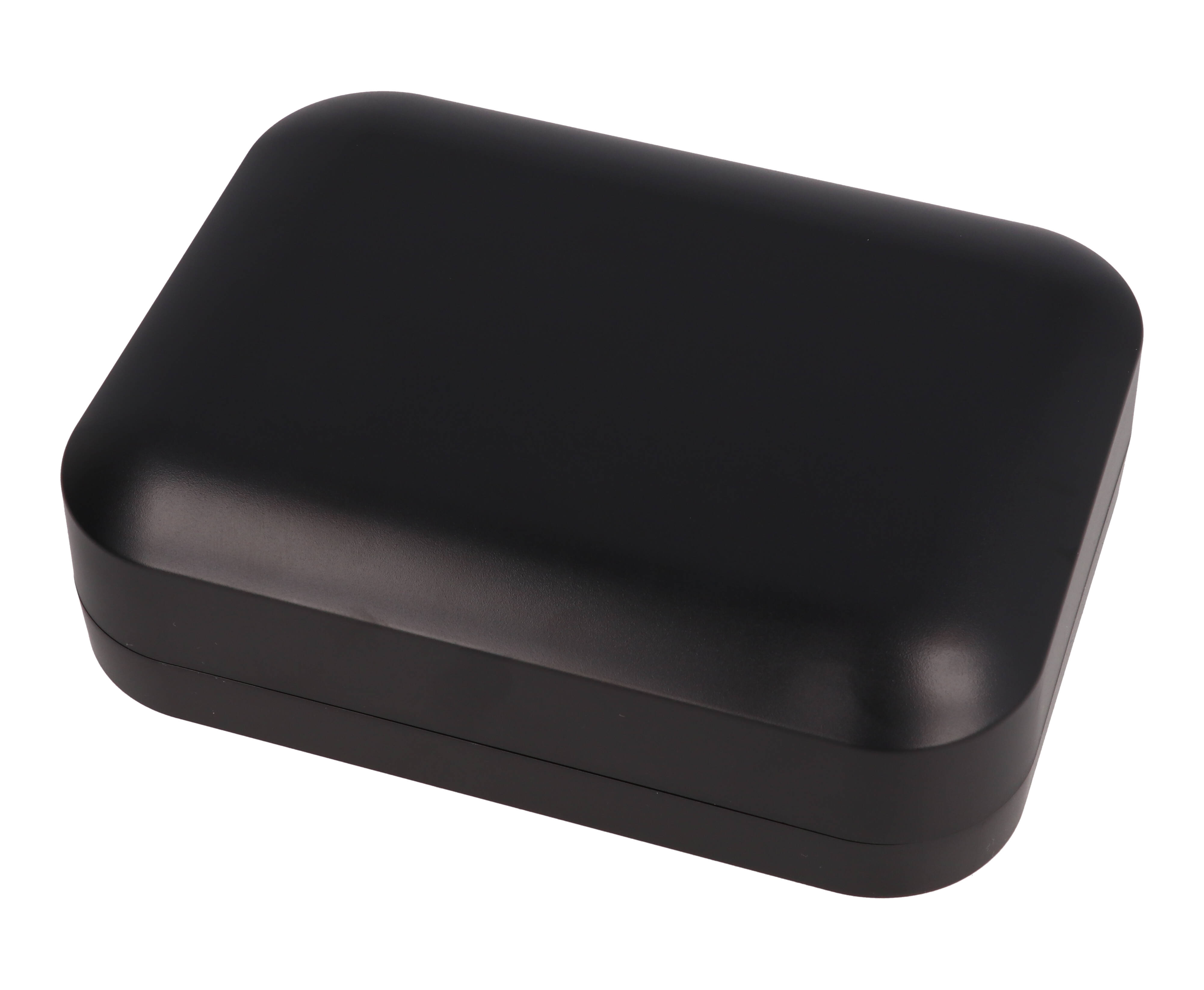 1556EBK black flame-retardant ABS 160 x 120 x 45 mm desktop and wall-mount enclosure with rounded corners