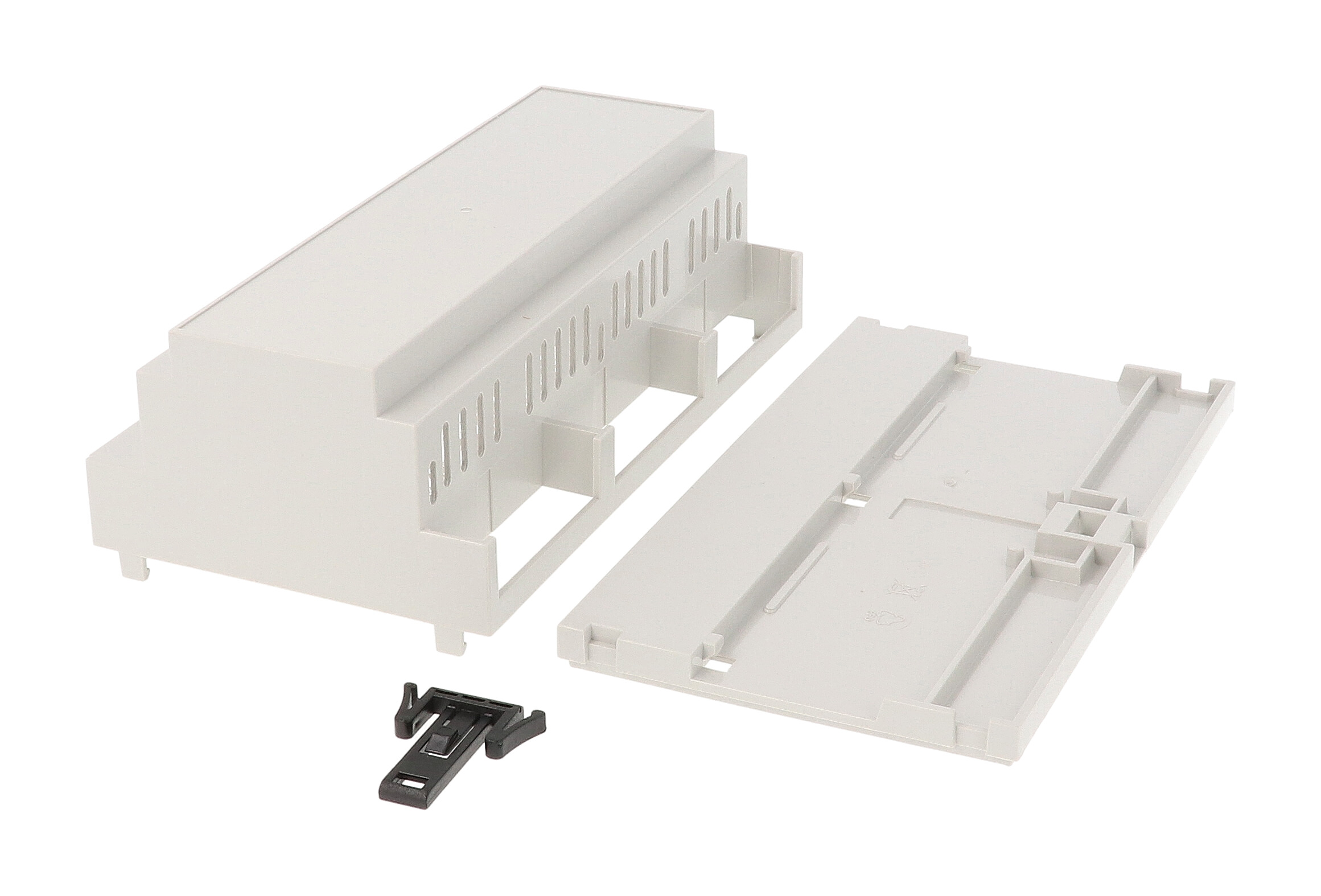 1597DIN9MHC53V vented light grey DIN9 rail enclosure with closed top