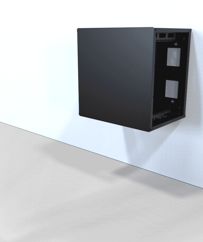 SDC243U17BK 3U enclosed wall-mount rack cabinet in RAL9005 black, 24 in wide by 17.5 in deep with 19-inch square-hole rails — view 6