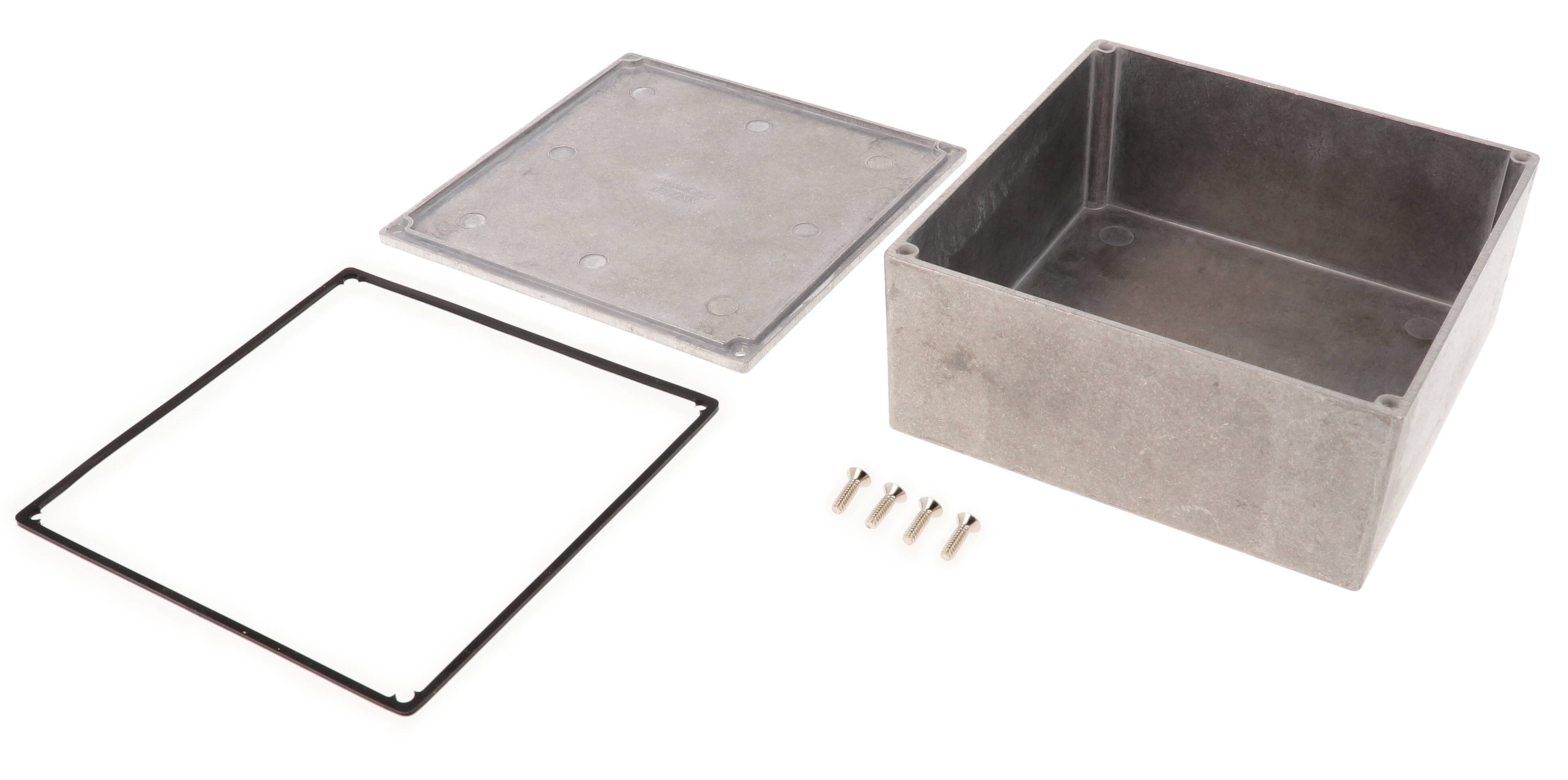 1590WKK natural aluminum IP65 watertight diecast enclosure, 125 x 125 x 57 mm