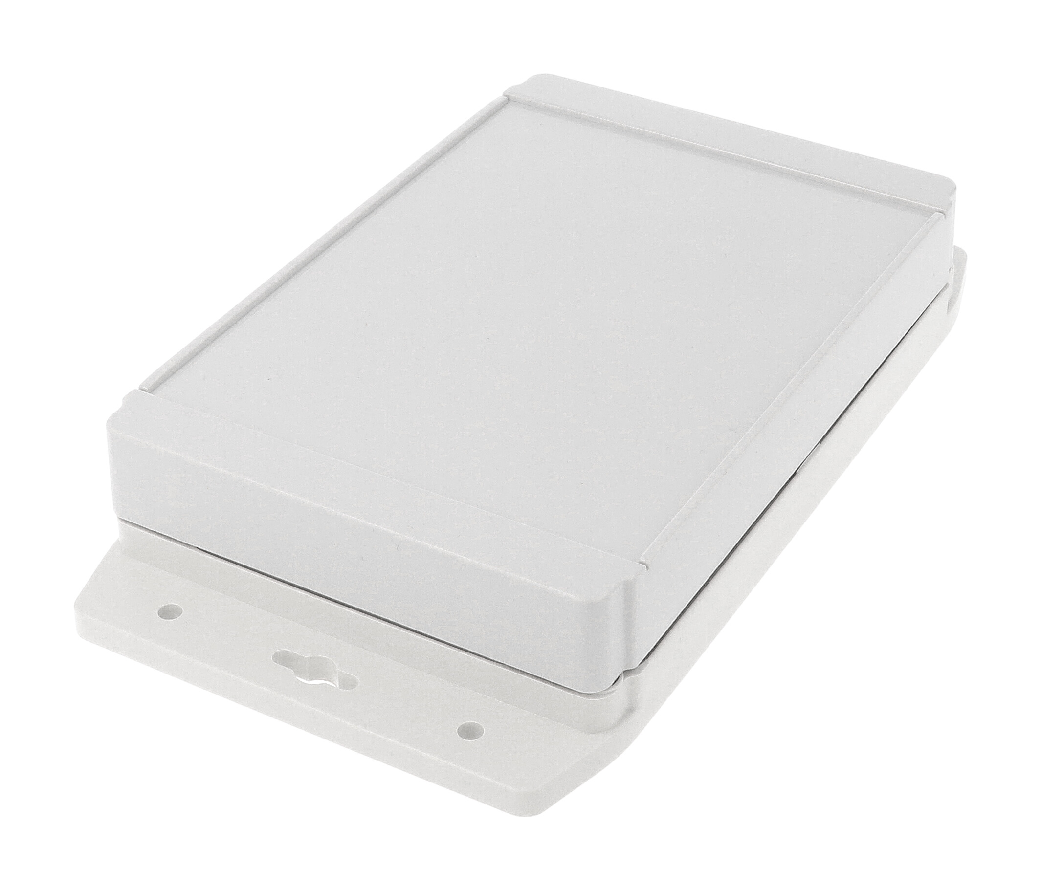 1555H2F17GY grey polycarbonate flanged NEMA 4X enclosure, 180 x 120 x 38 mm