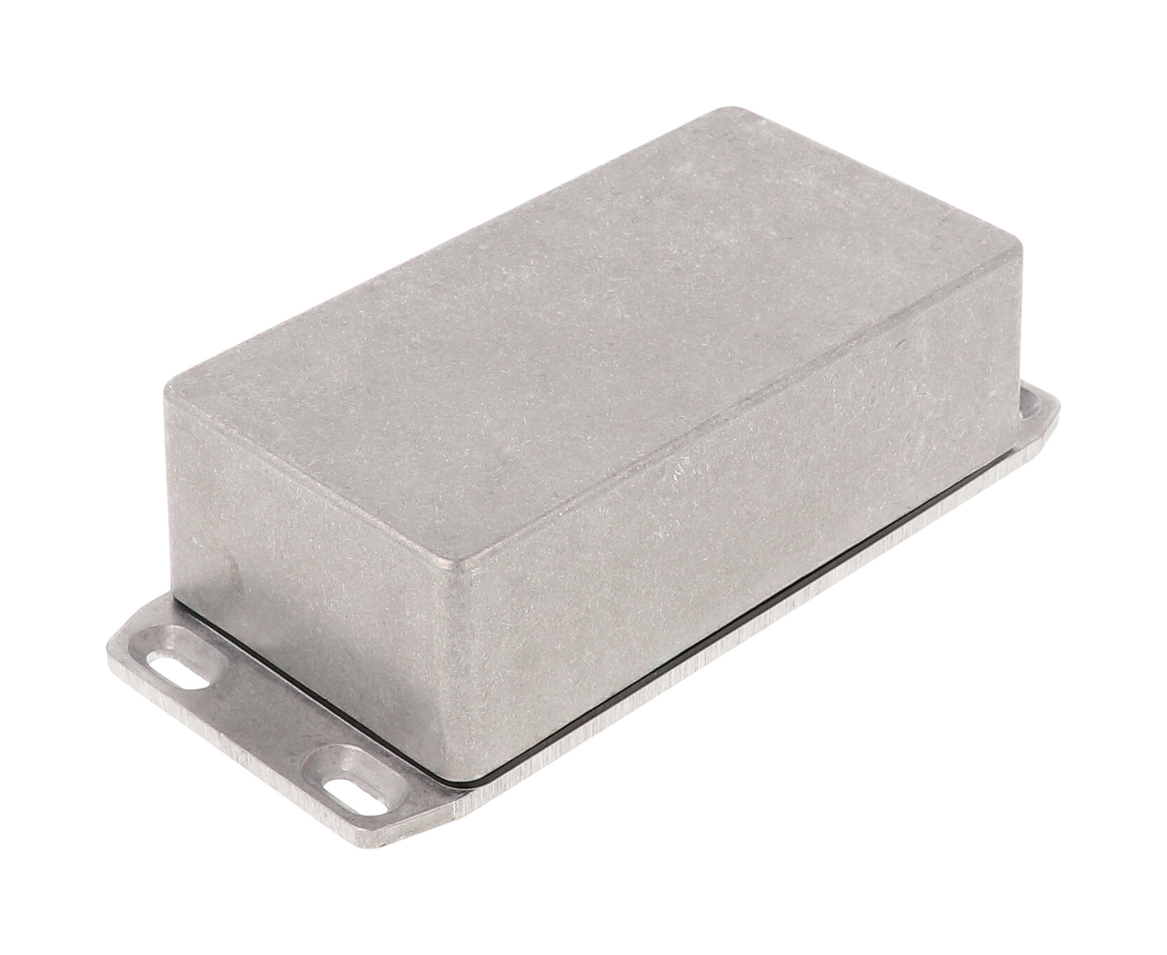 1590WN1FL natural aluminum watertight diecast enclosure, 121 mm x 66 mm x 40 mm, with flanged mounting lid