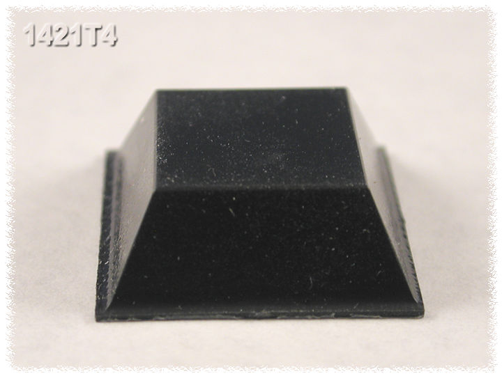 1421T4 black 0.81 in square self-adhesive rubber feet, package of 24