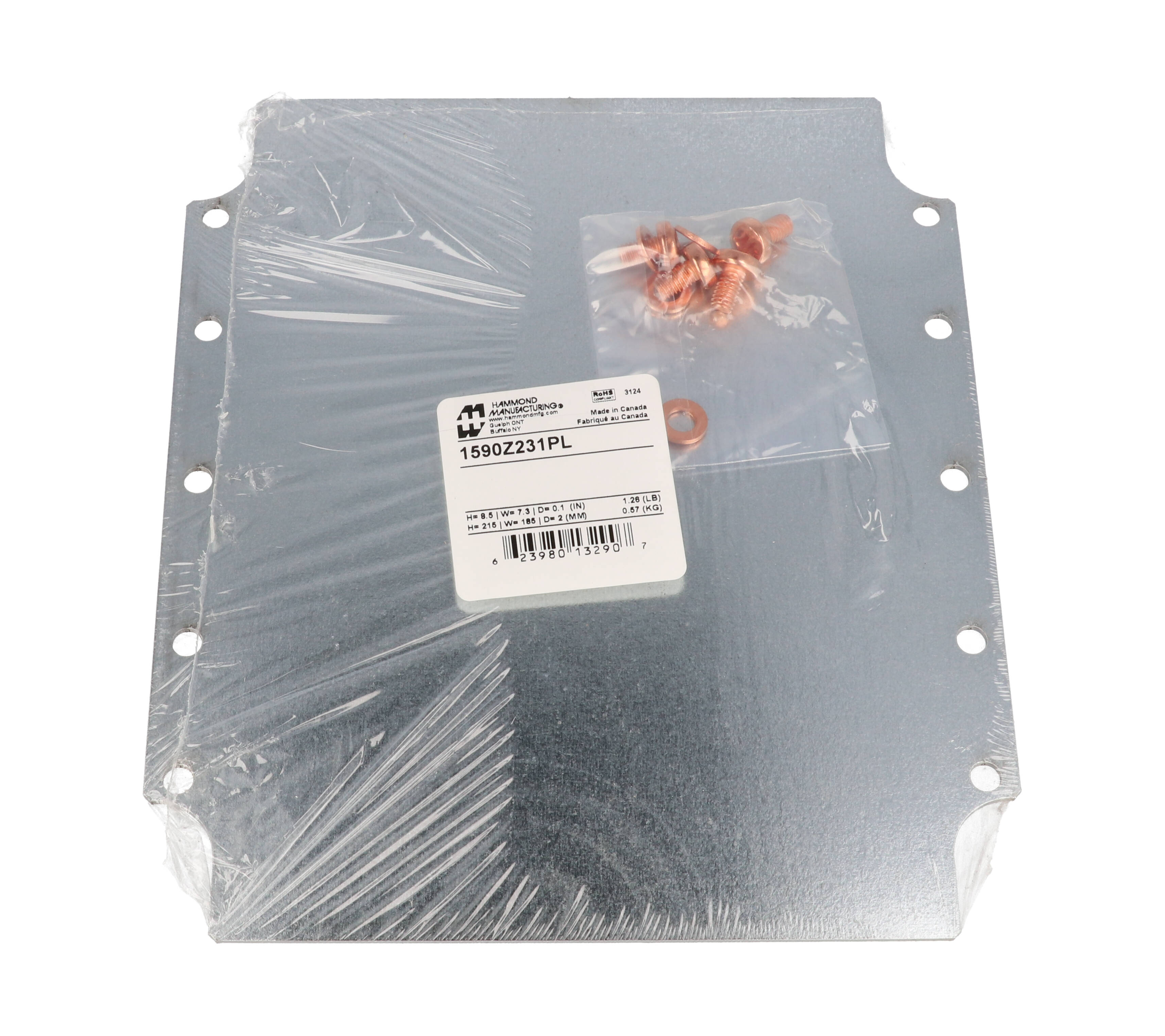1590Z231PL galvanized steel inner mounting panel for 1590Z231 enclosure
