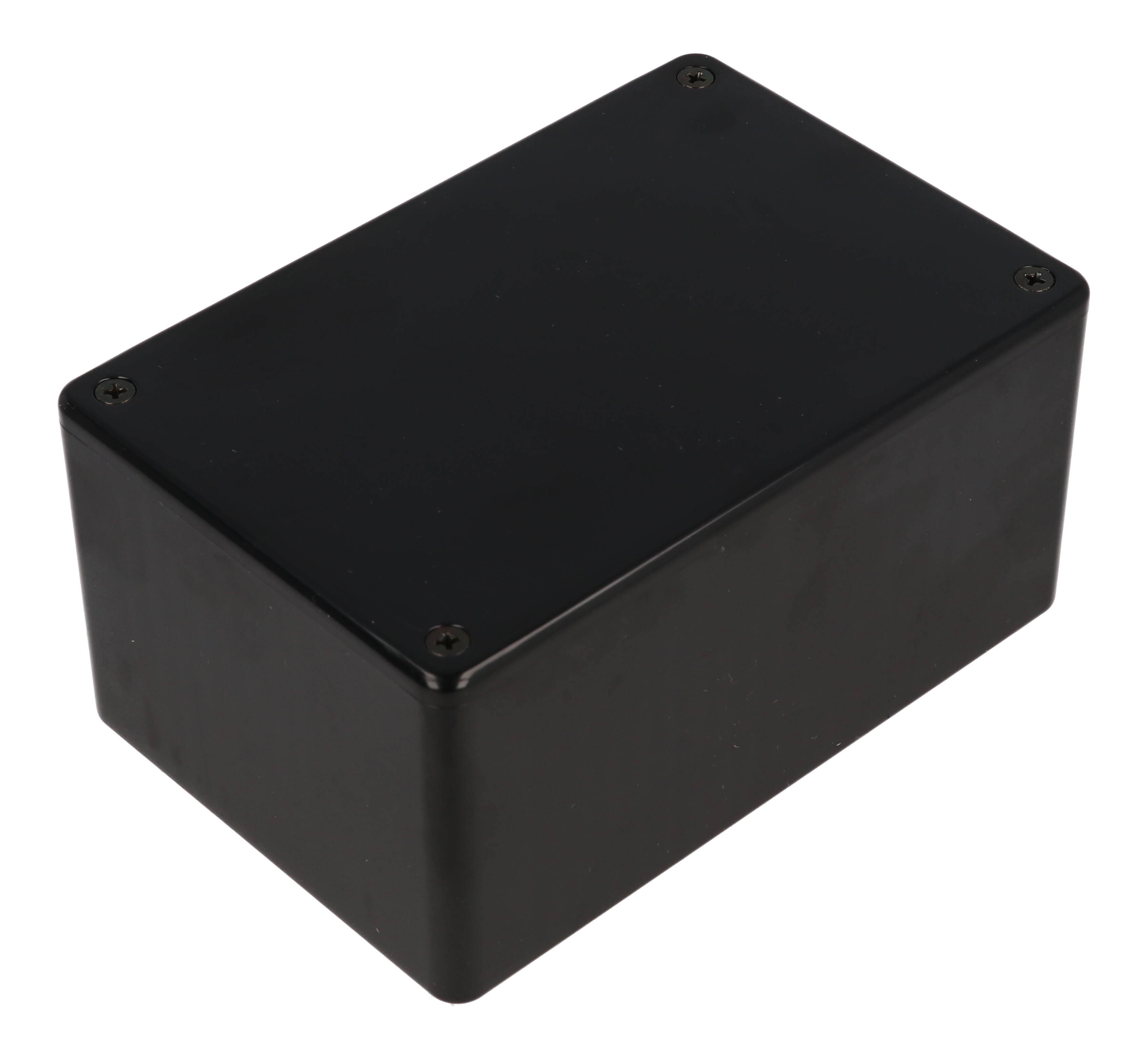 1591RTBK black ABS enclosure, 120 x 80 x 59 mm, with EMI/RFI copper conductive coating inside