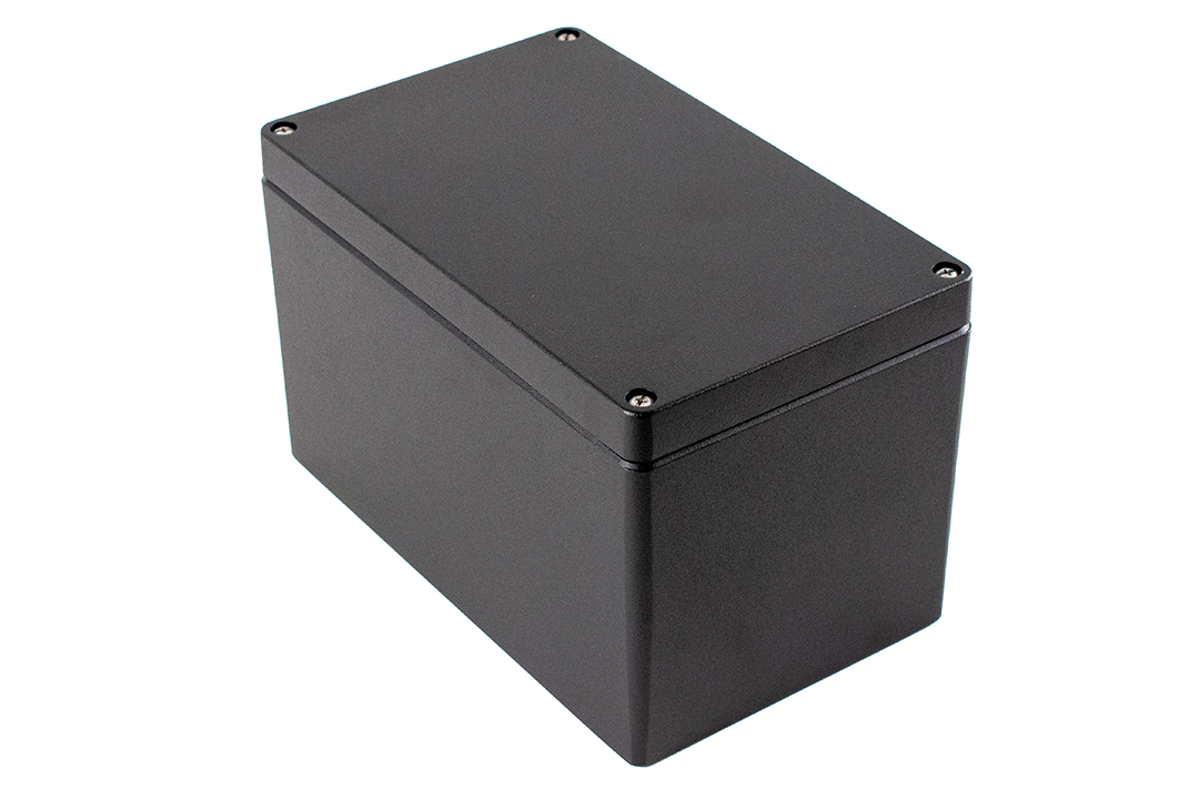 1590Z163BK textured black deep diecast aluminum enclosure, 260 x 160 x 160 mm
