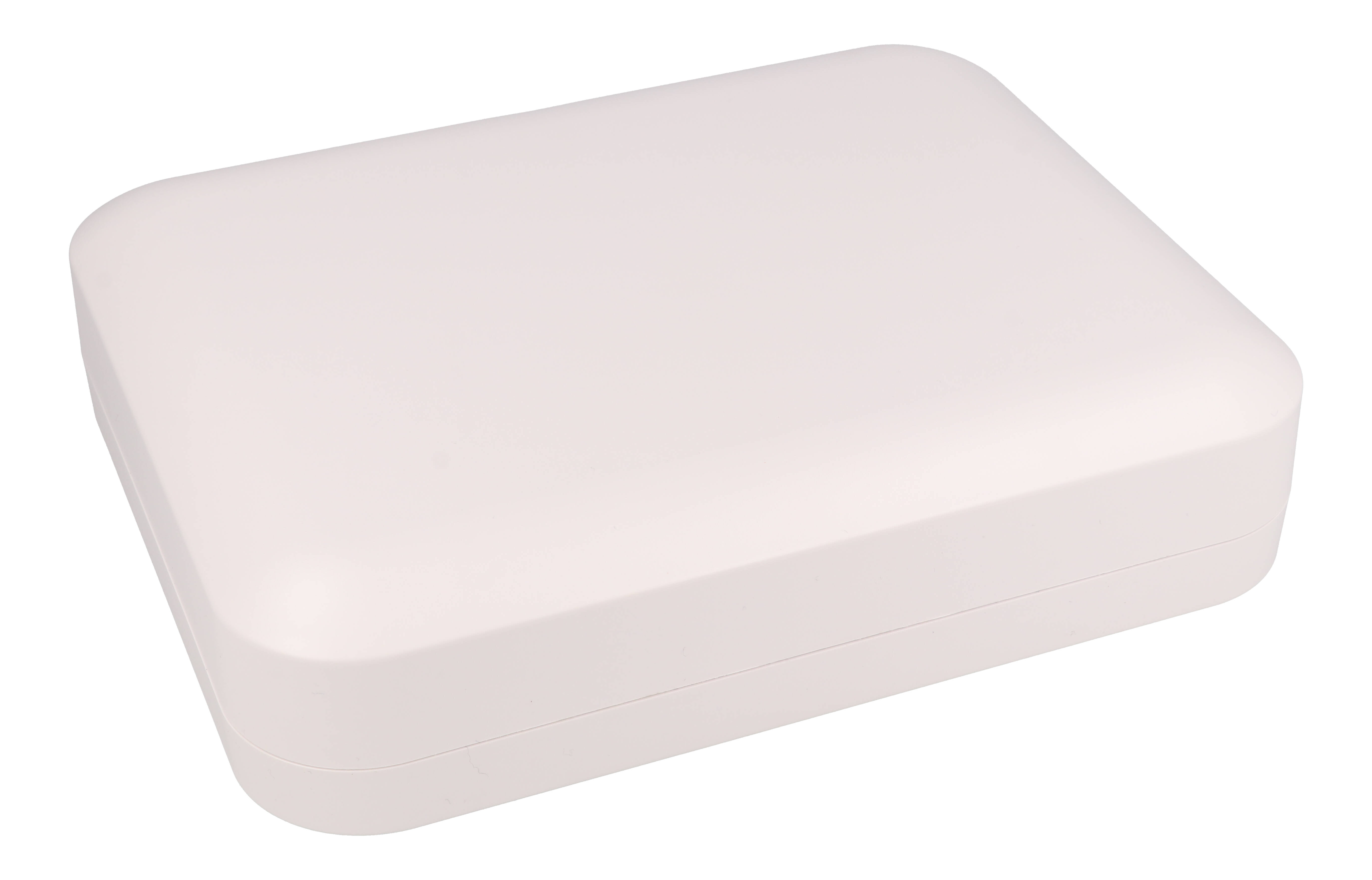 1556GWH white flame retardant ABS desktop and wall mount enclosure, 200 x 160 x 45 mm
