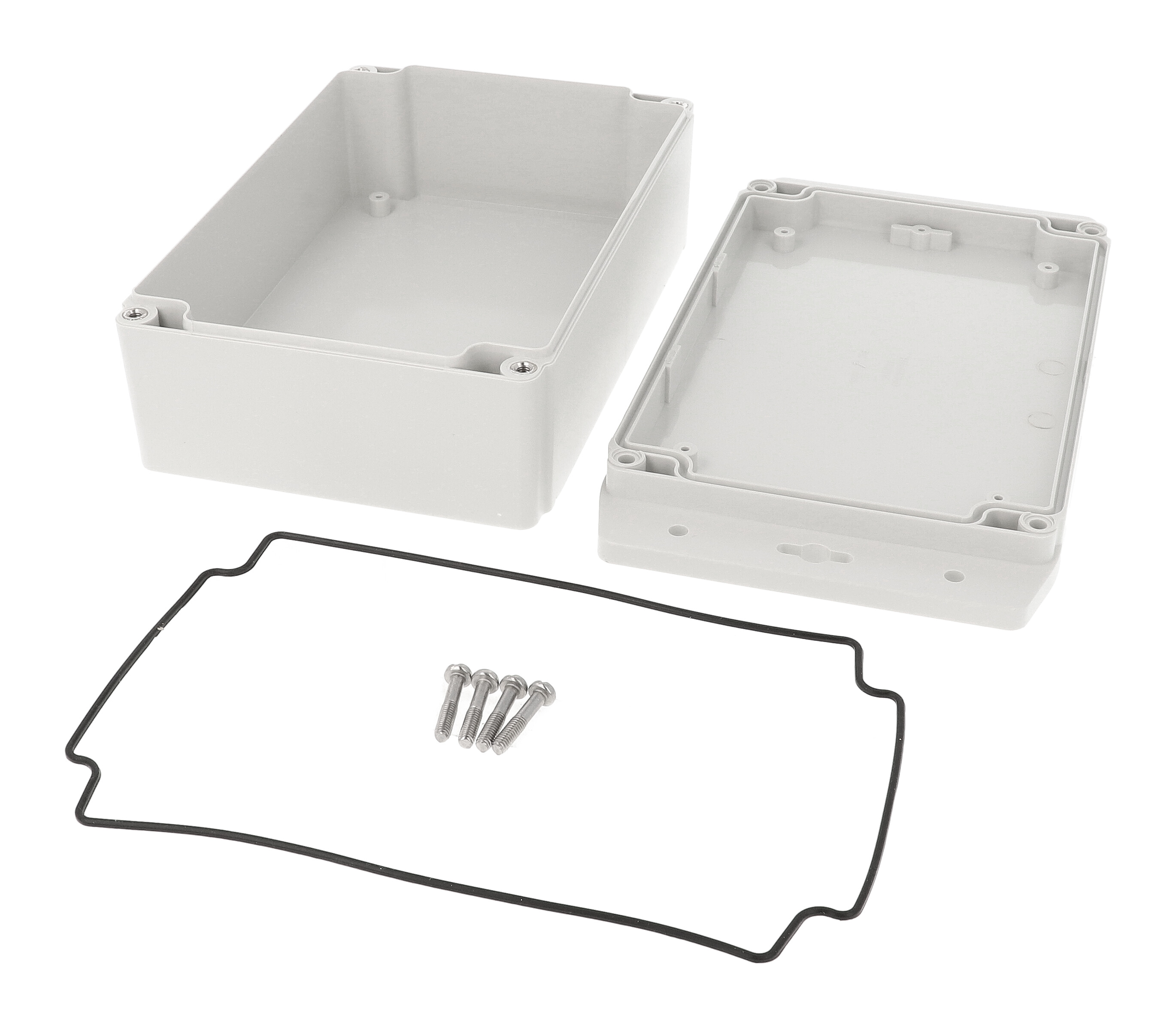 1555HF42GY light grey ABS flanged deep enclosure, 180 x 120 x 62 mm