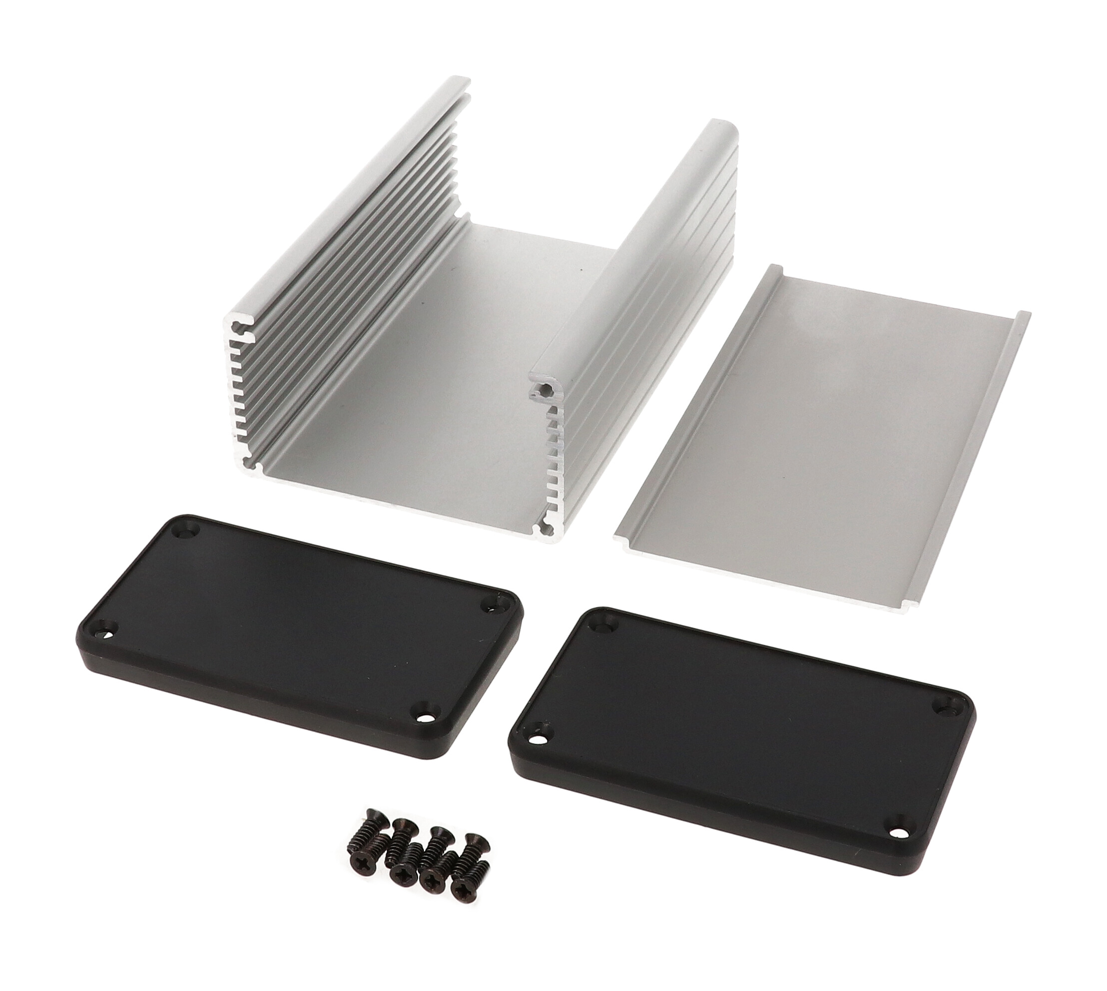 1455K1202 clear anodized 120 x 78 x 43 mm extruded aluminum enclosure with plastic end panels