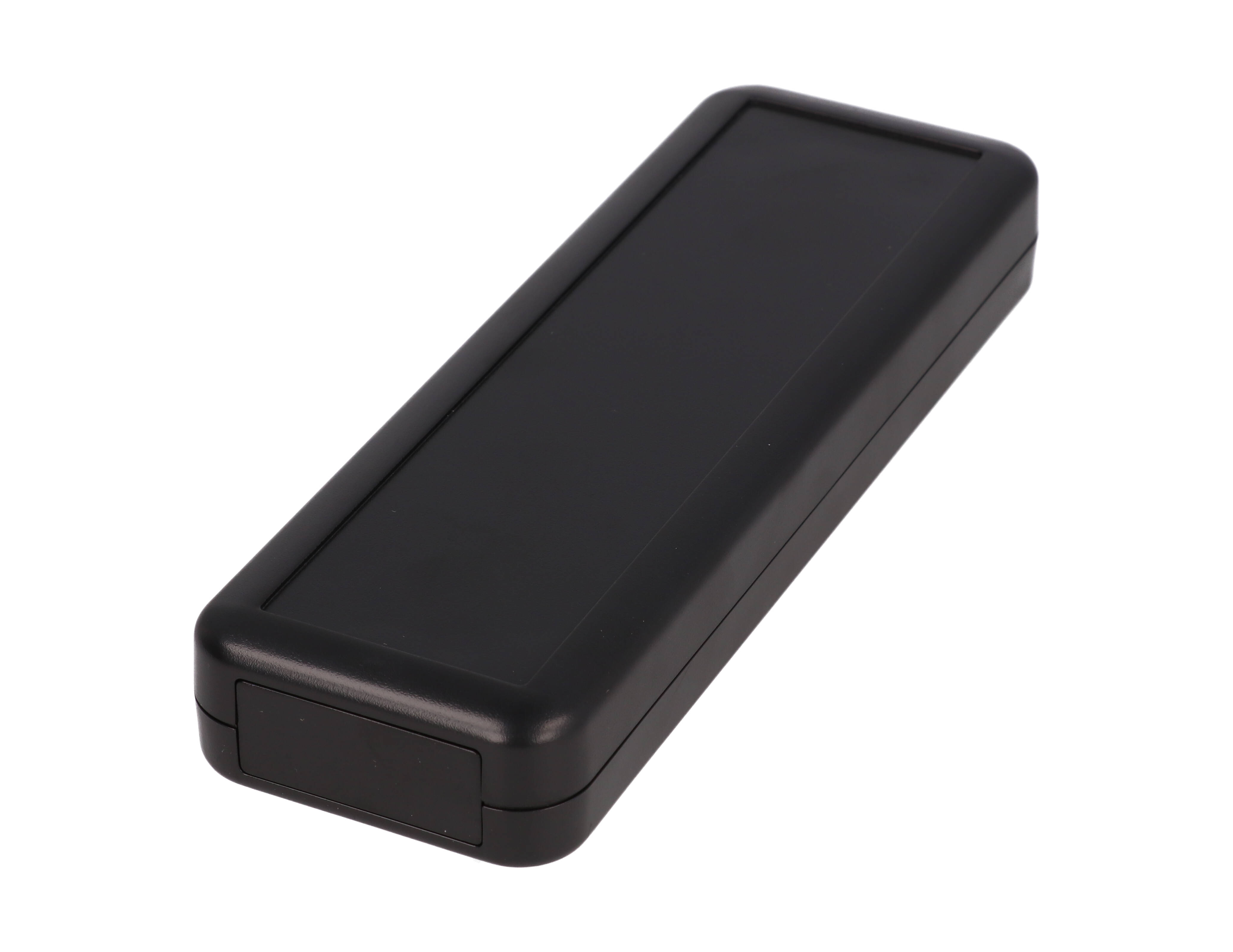 1552C5BK black 150 x 50 x 22 mm hand-held ABS plastic enclosure with recessed top and removable end panels
