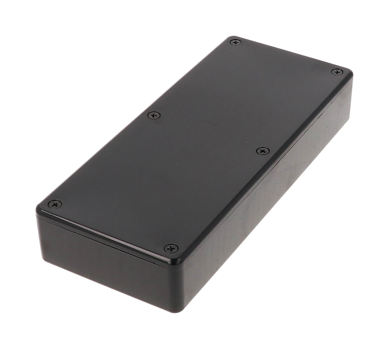 1591RHBK black ABS enclosure, 166 x 71 x 29 mm, with EMI/RFI copper conductive coating inside