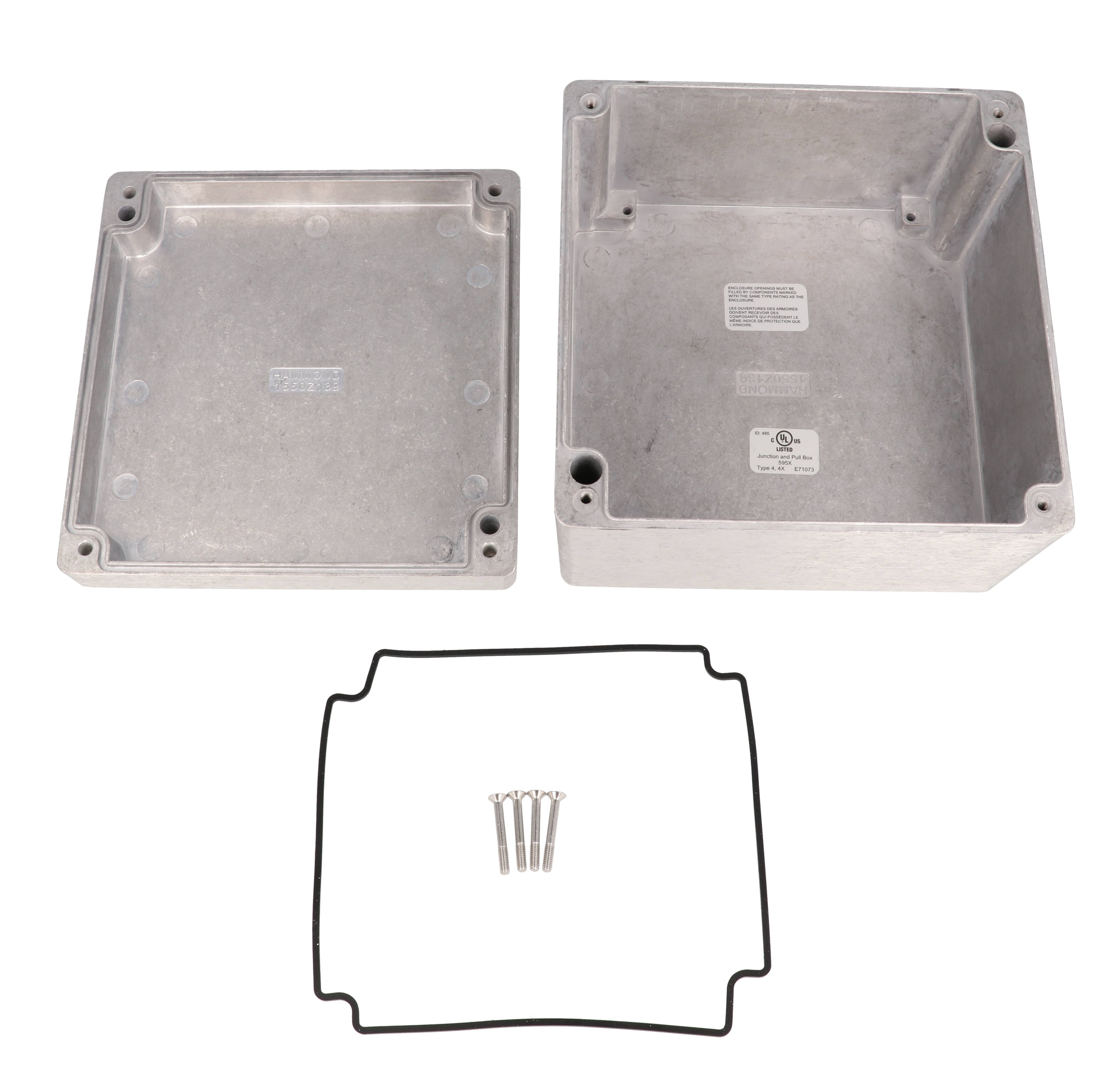 1550Z139 unpainted square deep watertight diecast aluminum enclosure, 160 x 160 x 102 mm