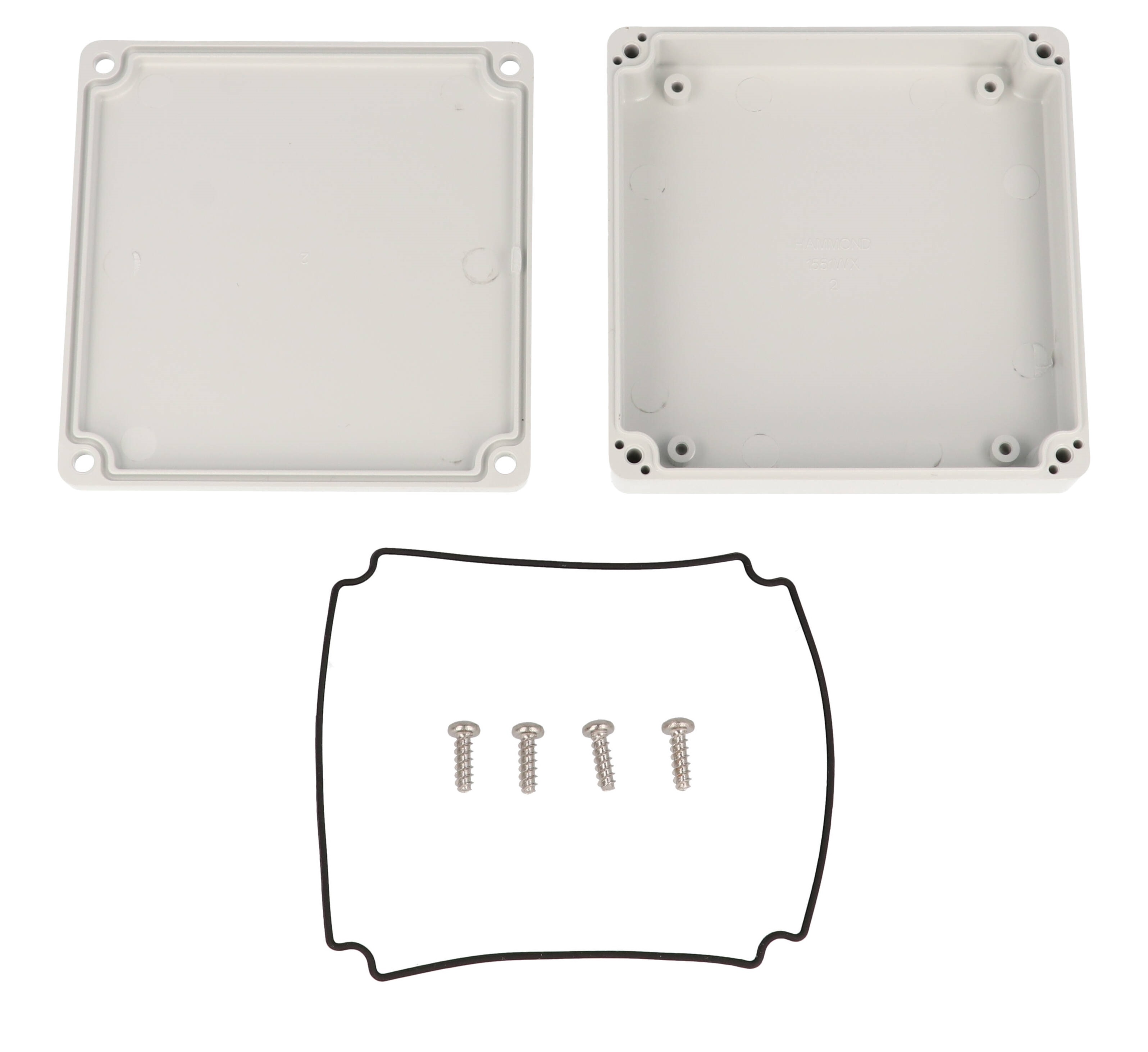 1551WXGY light gray 80 x 80 x 22 mm square watertight polycarbonate enclosure