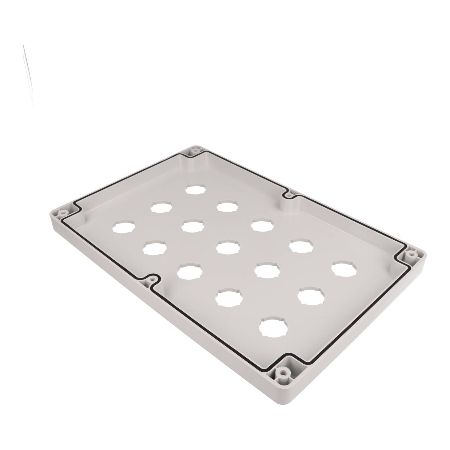 1554MPB15 light gray polycarbonate enclosure with 15 pushbutton holes for 22.5 mm devices
