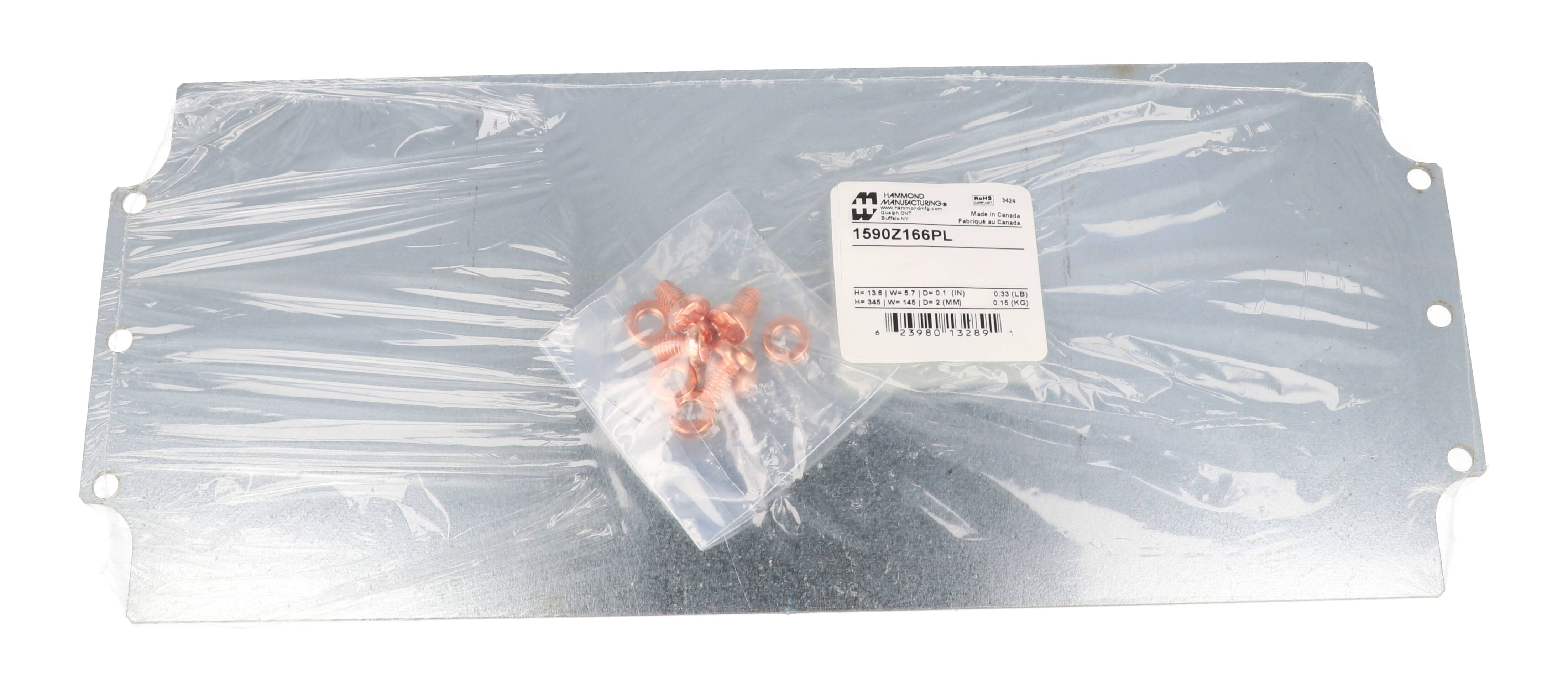 1590Z166PL galvanized steel inner mounting panel for the 1590Z166 diecast aluminum enclosure