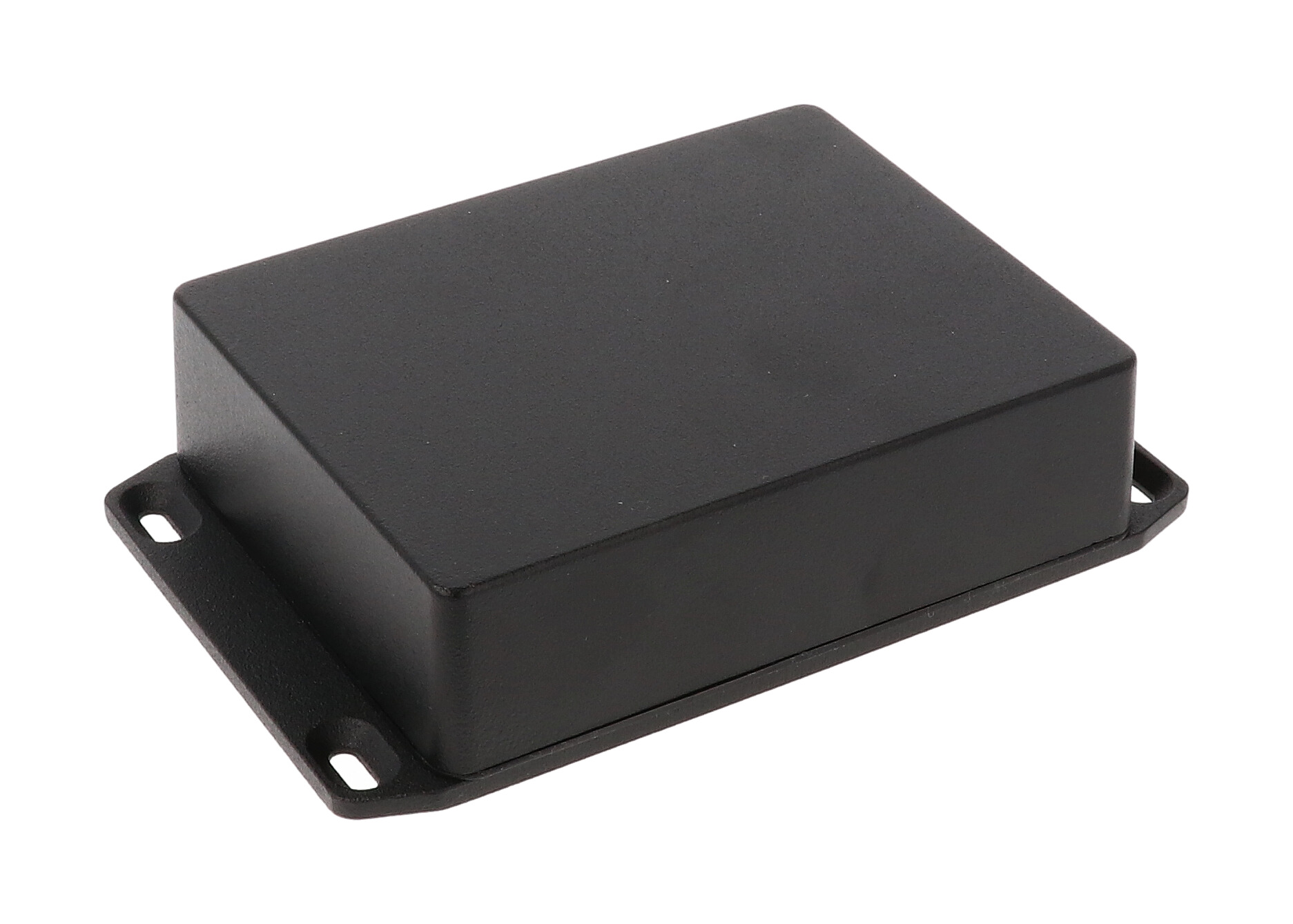 1590WBB2FLBK black textured water-tight diecast aluminum enclosure with flanged mounting lid