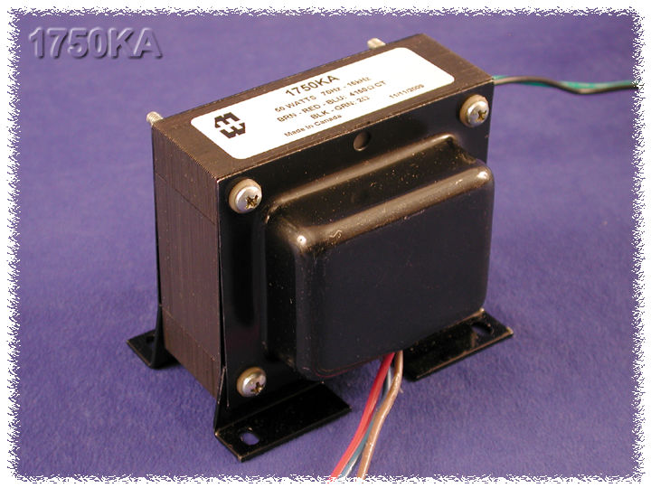 1750KA — Output transformer, guitar amp, 4,150 C.T. ohm pri., 2 ohm sec., 50W