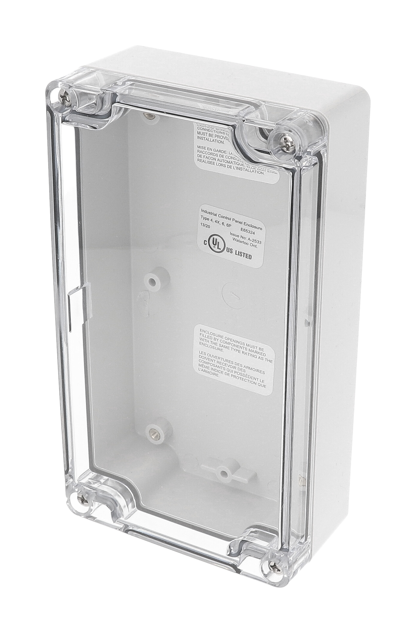 1554JL2GYCL — RAL7035 grey polycarb plastic watertight enclosure, clear lid