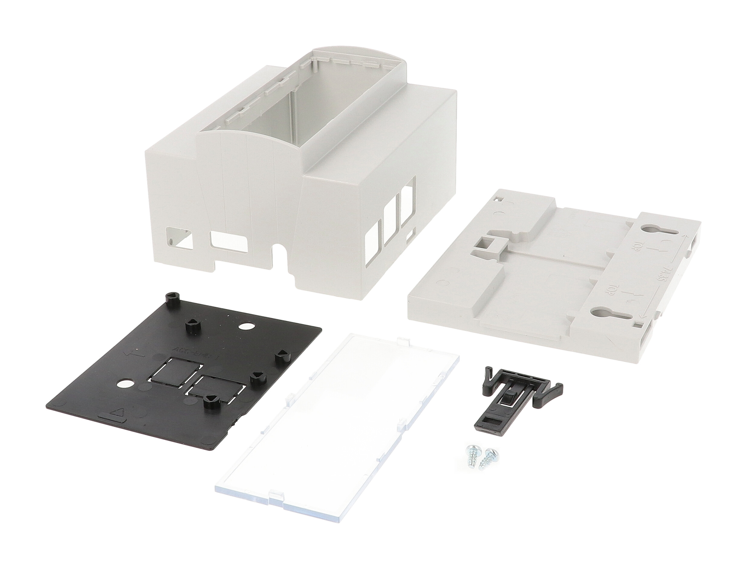 1597KIT6MPI3 light grey DIN6 rail enclosure kit with clear cover plate for the Raspberry Pi 3
