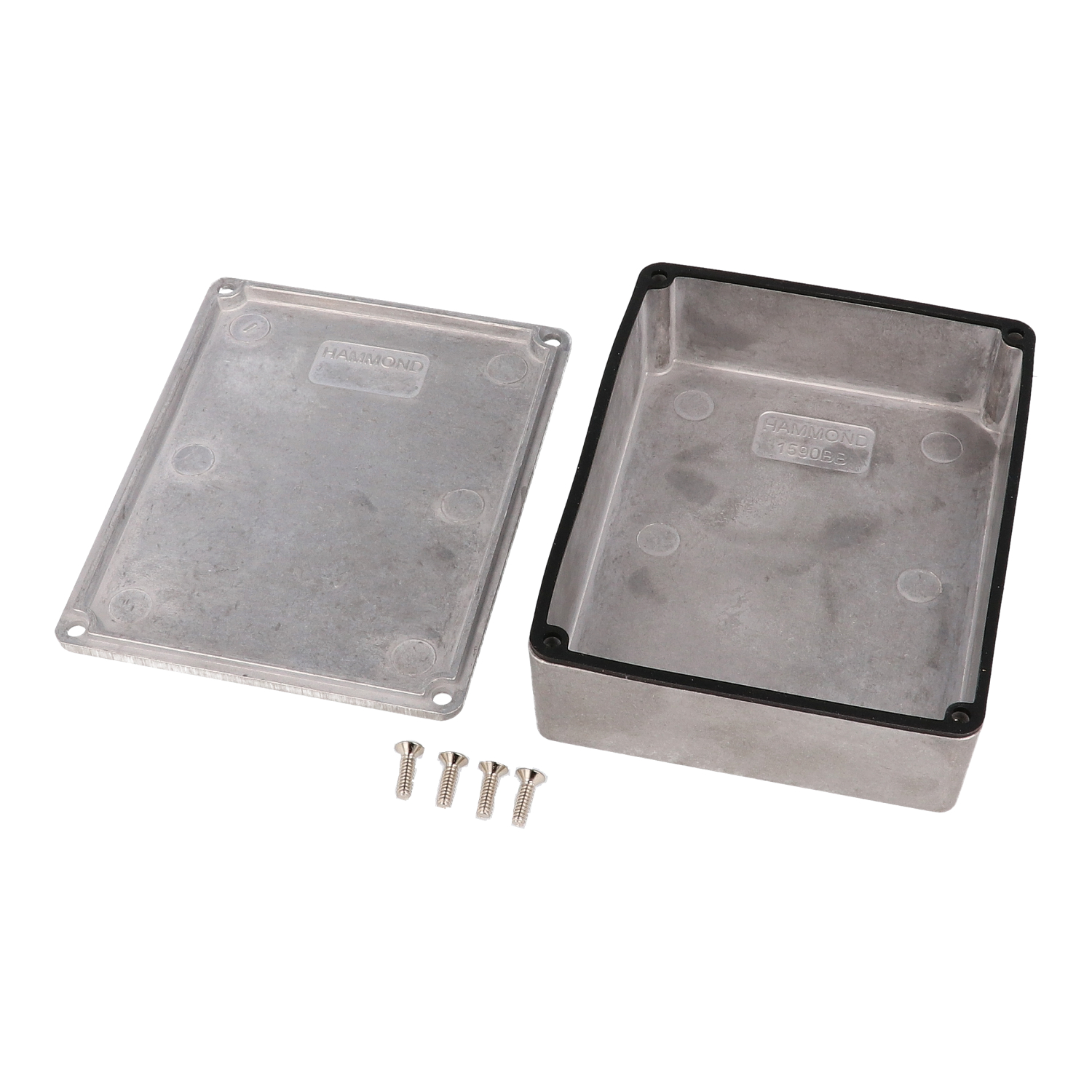 1590WBB natural aluminum IP65 watertight diecast enclosure, 120 x 94 x 34 mm, no mounting flanges