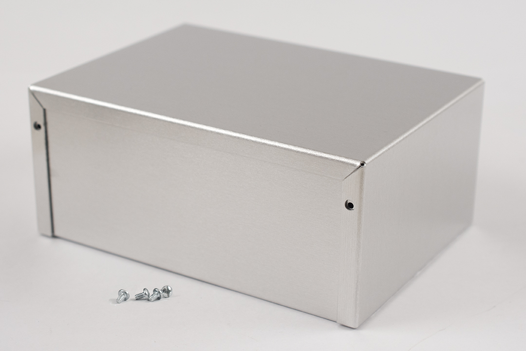 1411QU unpainted natural aluminum utility case, 7 x 5 x 3 in, shown with bottom and cover assembled